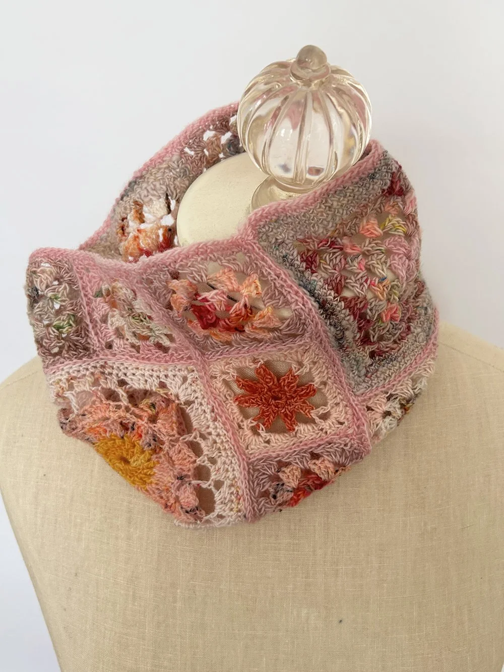 Blush Pink Lace Multi-Granny Square Cowl