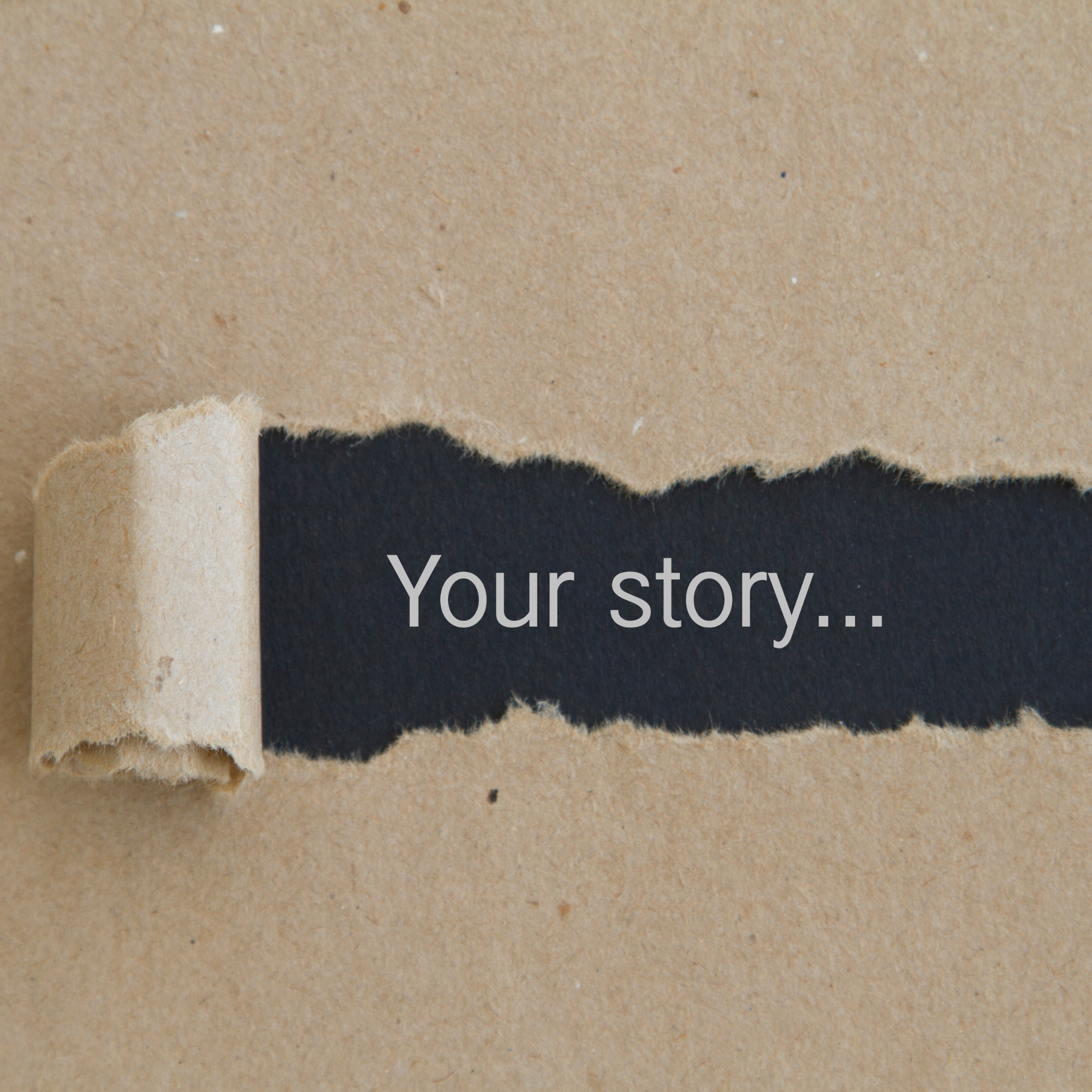 book wrapped in brown paper and torn in the middle to reveal the word 'your story'