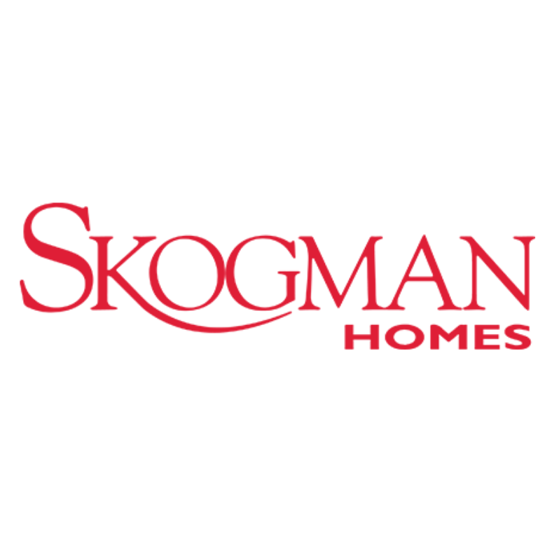 Skogman Homes logo in red text on a white background.