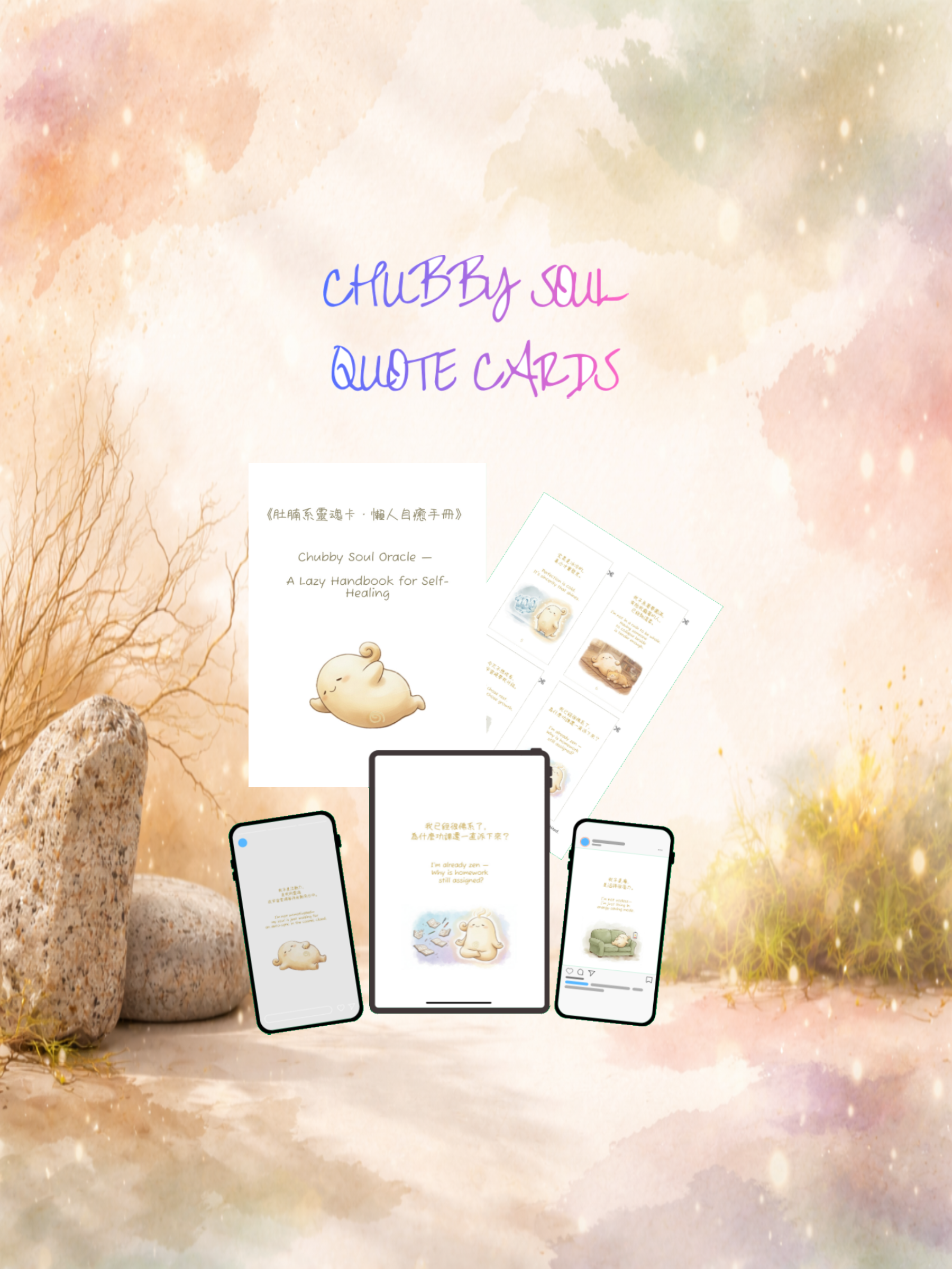 肚腩系靈魂卡 | 桌布＋可列印靈性金句 Chubby Soul Quote Cards | Digital Wallpapers + Printable Deck