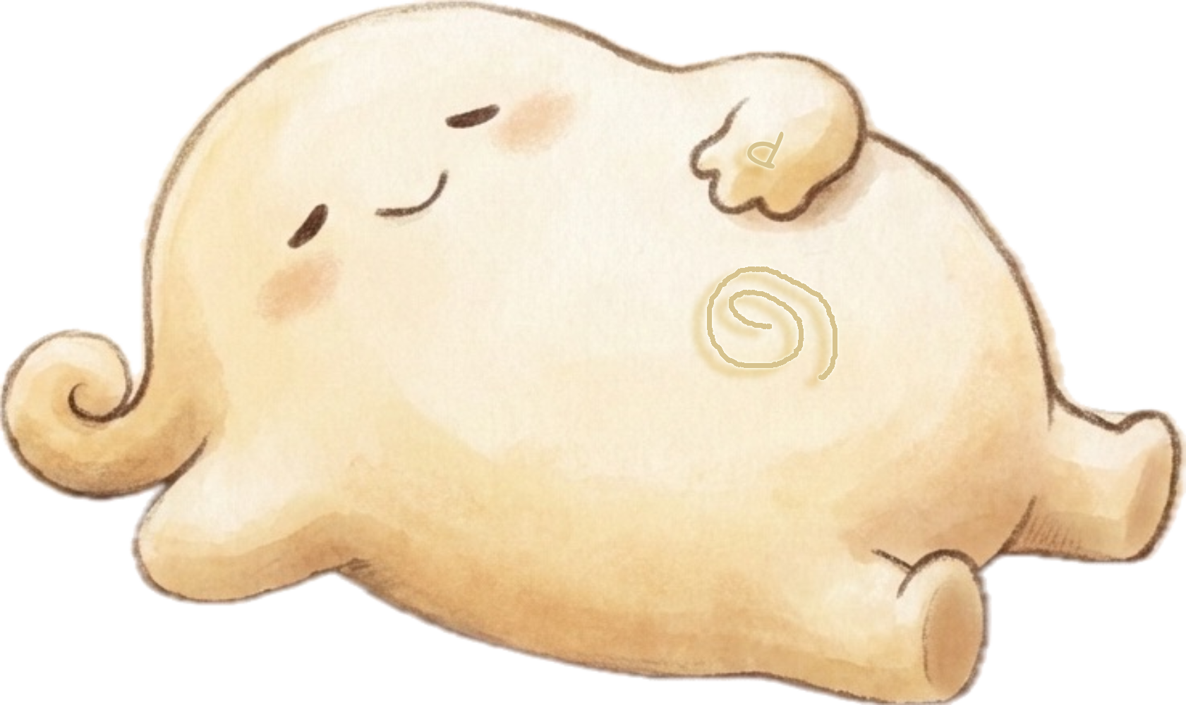 Pudding, the sleepy round mascot of Aurora Fern Oracle, resting quietly