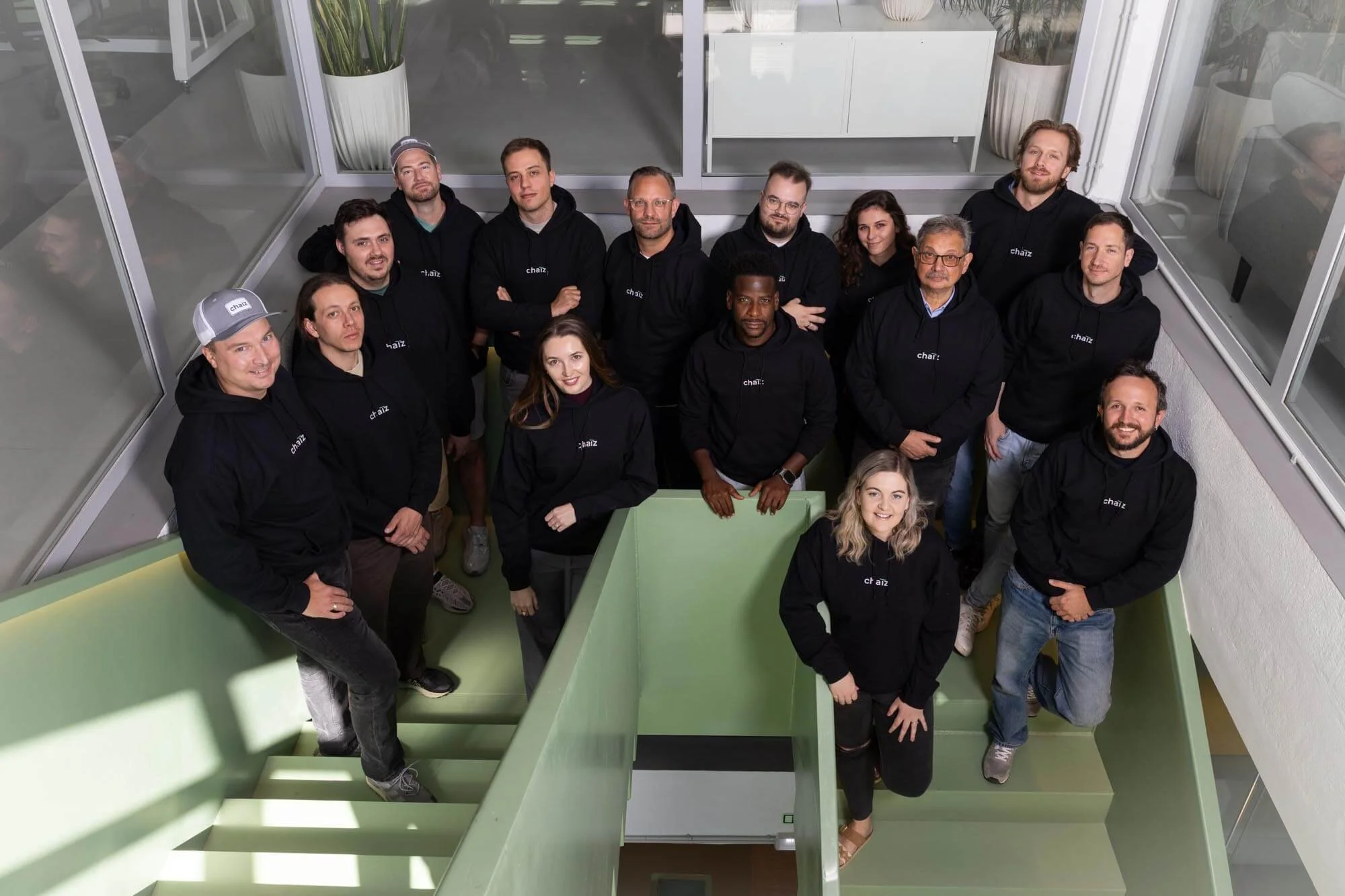 A professional company  photo of a new startup  at Lisbon offices.