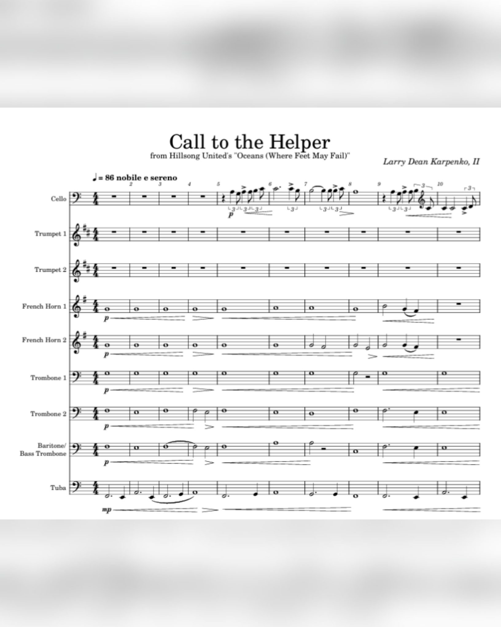 Call to the Helper — Orchestral Score + Audio + Signed Artist’s Letter (Inspired by “Oceans”)