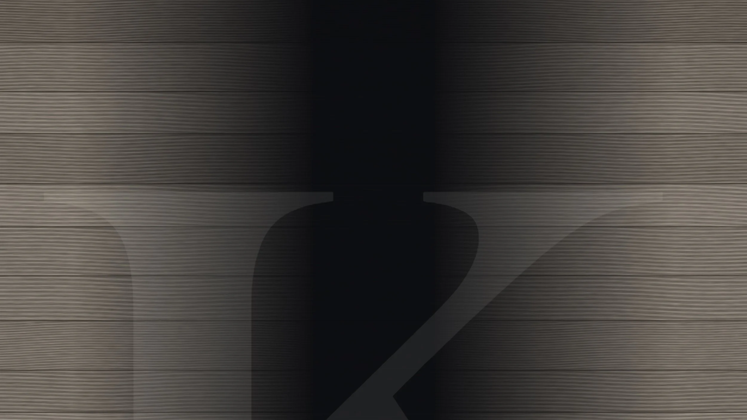 The image shows a black silhouette of a person's head and shoulders against a background of horizontal wooden planks. The person's face is not visible.