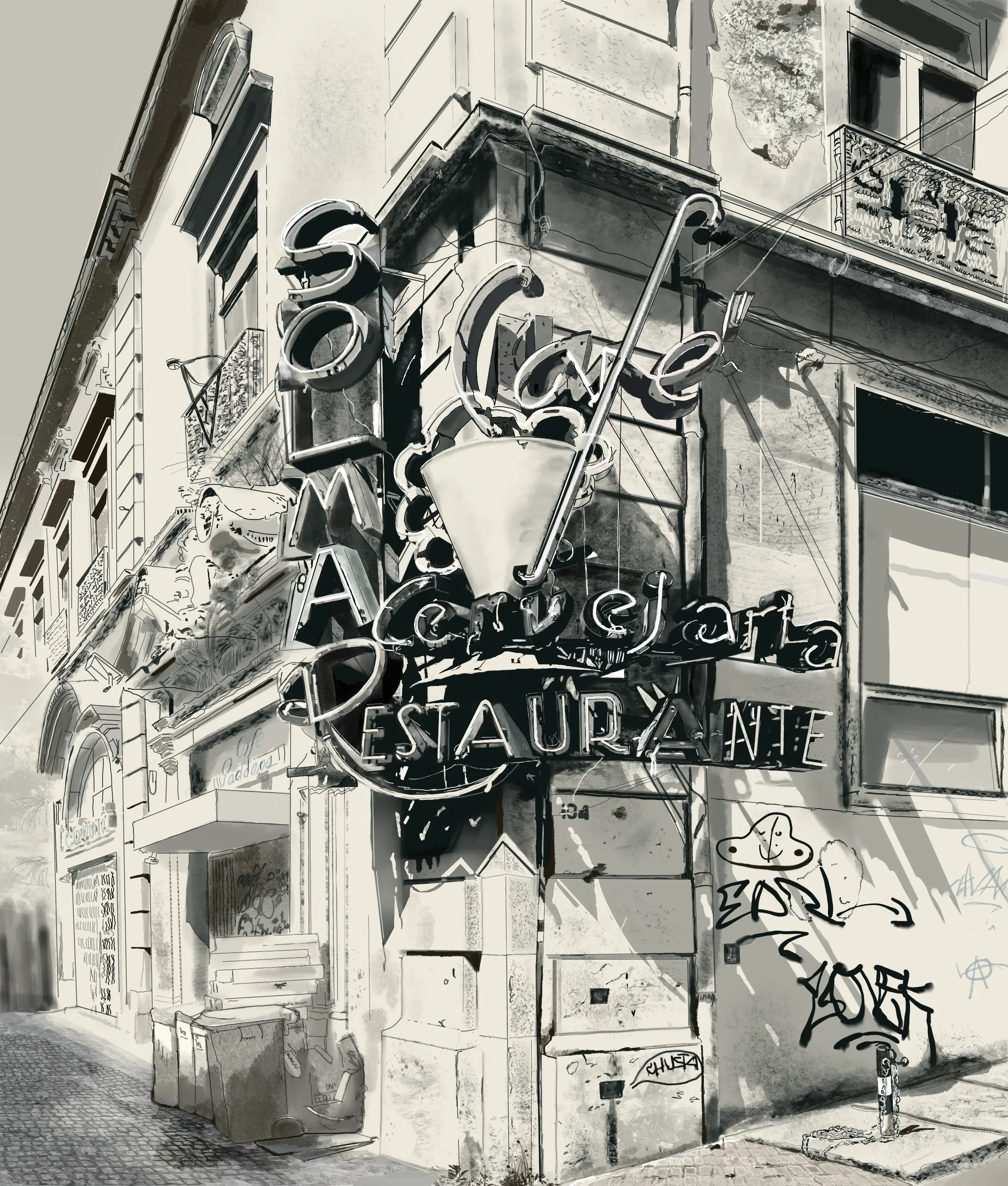 Solmar Cafe, Lisbon | Digital Drawing