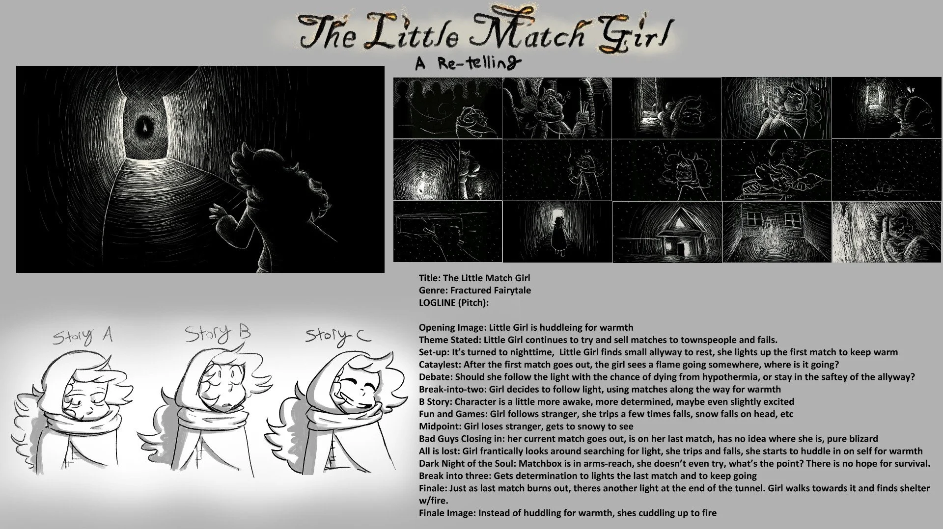 Story and Art concepts for The Little Match Girl: A Re-Telling
October 2021
Scratchboard and ClipStudio Paint