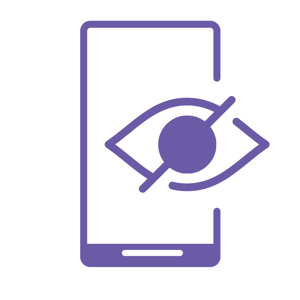 Smartphone with an eye inside a circle on its screen, suggesting privacy or viewing settings.