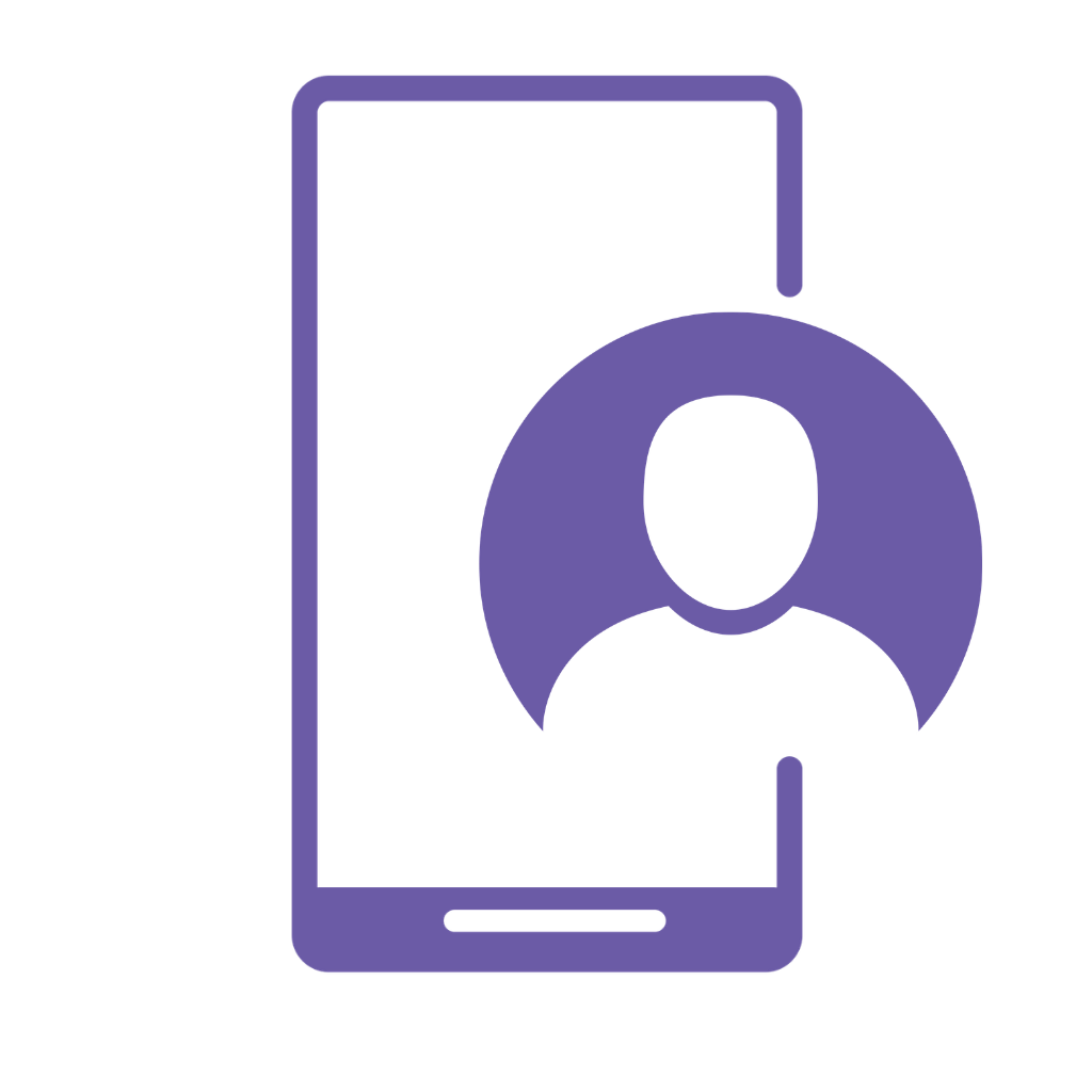 Icon of a smartphone with a user profile avatar on the screen.