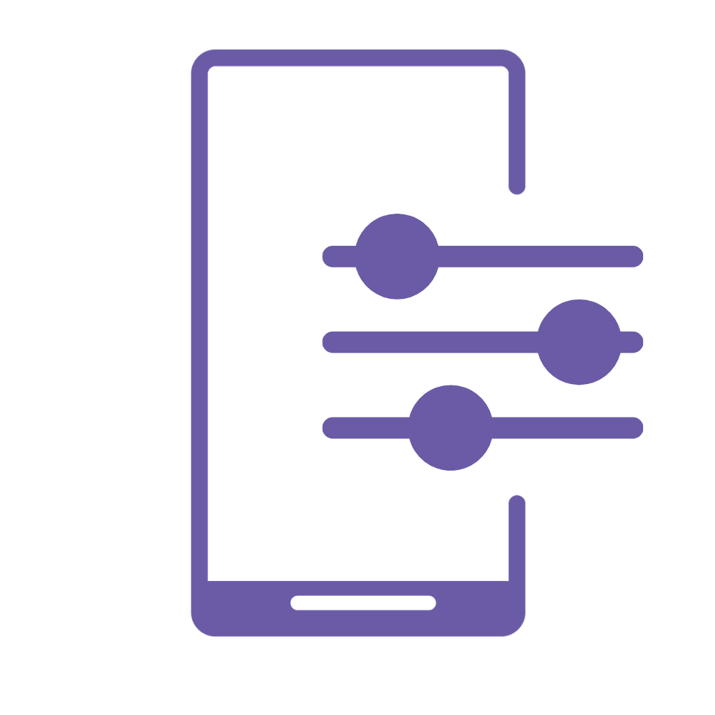 Icon of a smartphone with sliders, representing settings or controls.