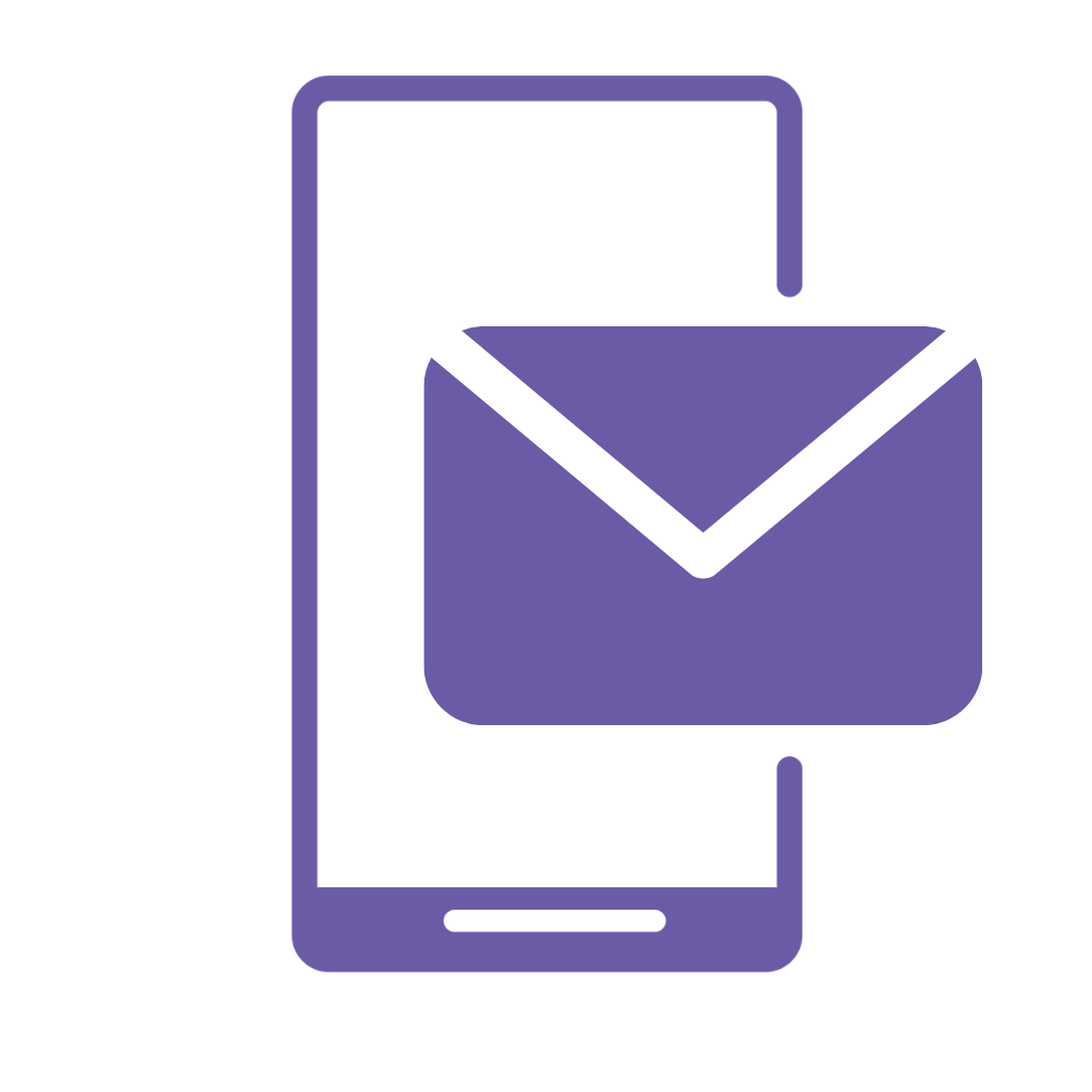 Icon of a smartphone with an email envelope icon on its screen