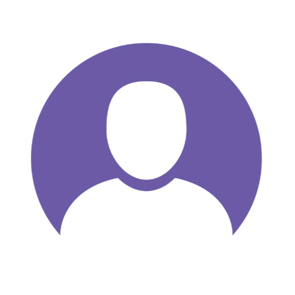 Simplified user profile icon with a purple circle and black silhouette of a person.