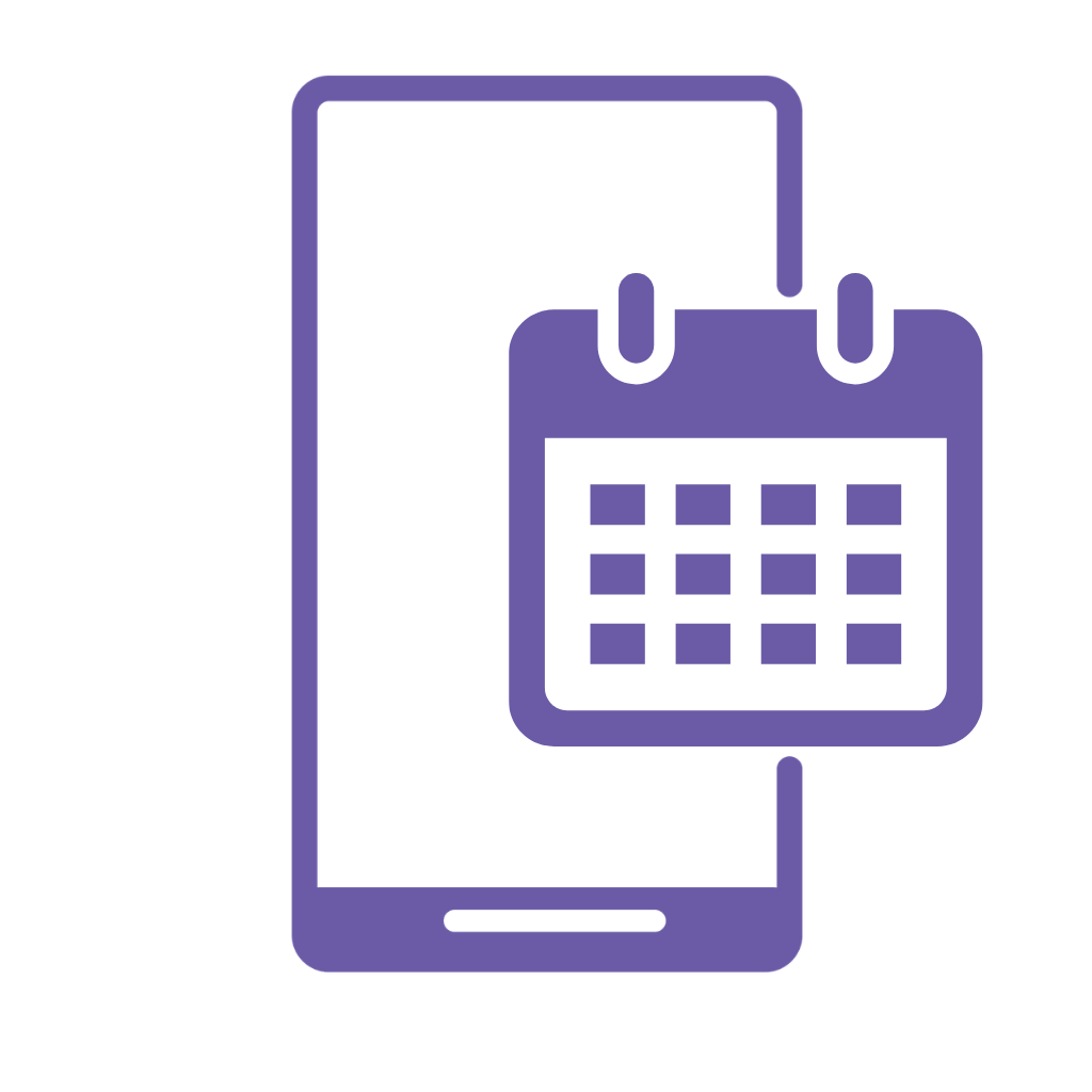 Icon of a smartphone with a calendar app open on the screen.