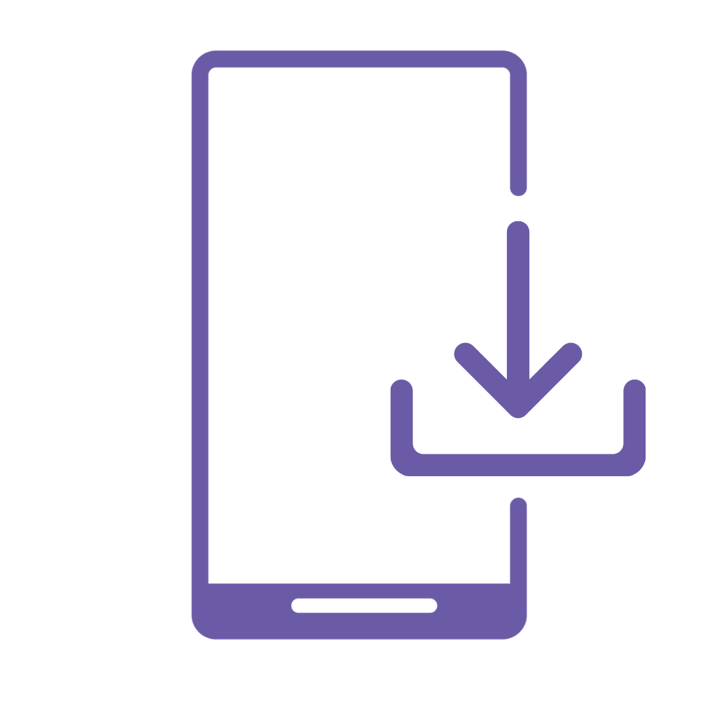 Icon of a smartphone with a downward arrow indicating download.