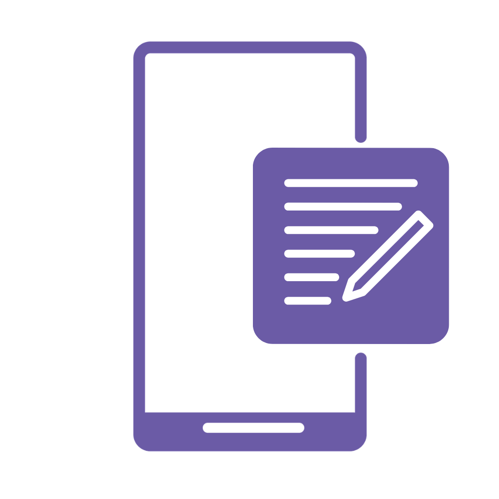 Digital illustration of a smartphone with a messaging icon overlay that includes a note and a pencil.