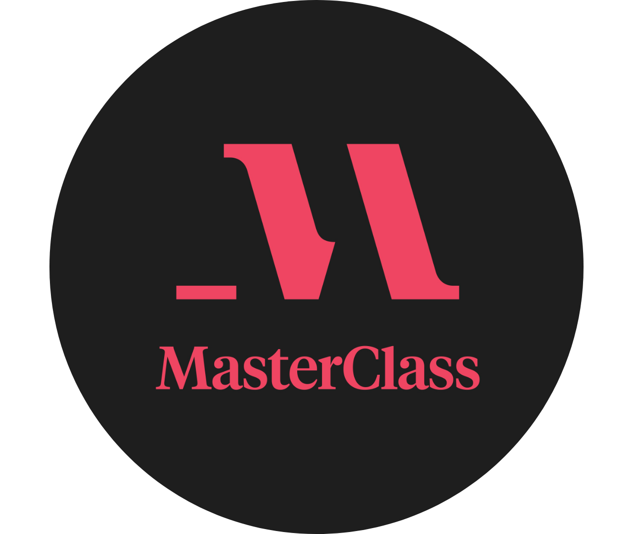 MasterClass logo with a large pink and black M and the words 'MasterClass' underneath.