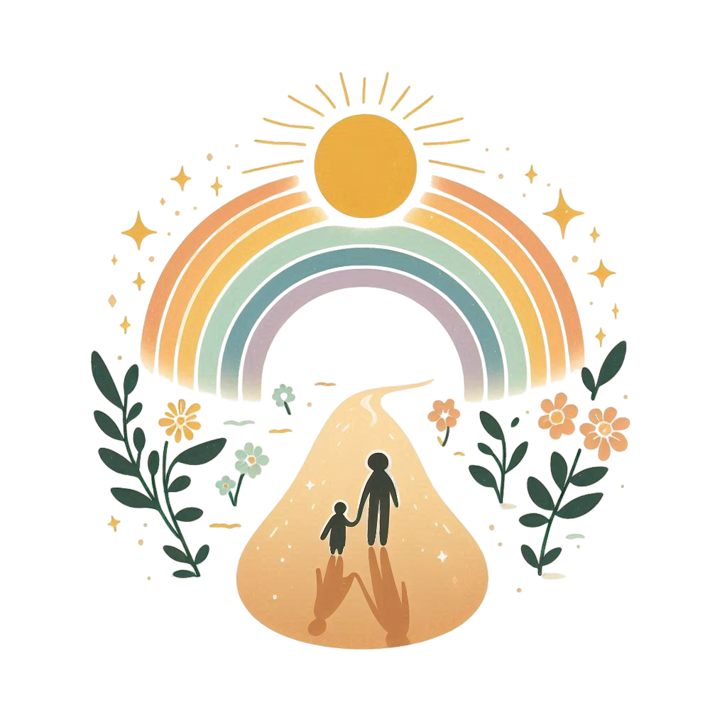Adulte et enfant marchant sur un chemin vers le soleil – symbolise l’alliance de l’adulte et de l’enfant en soi – Thérapie de l’enfant intérieur, Annabelle Perez, Nandy (77)