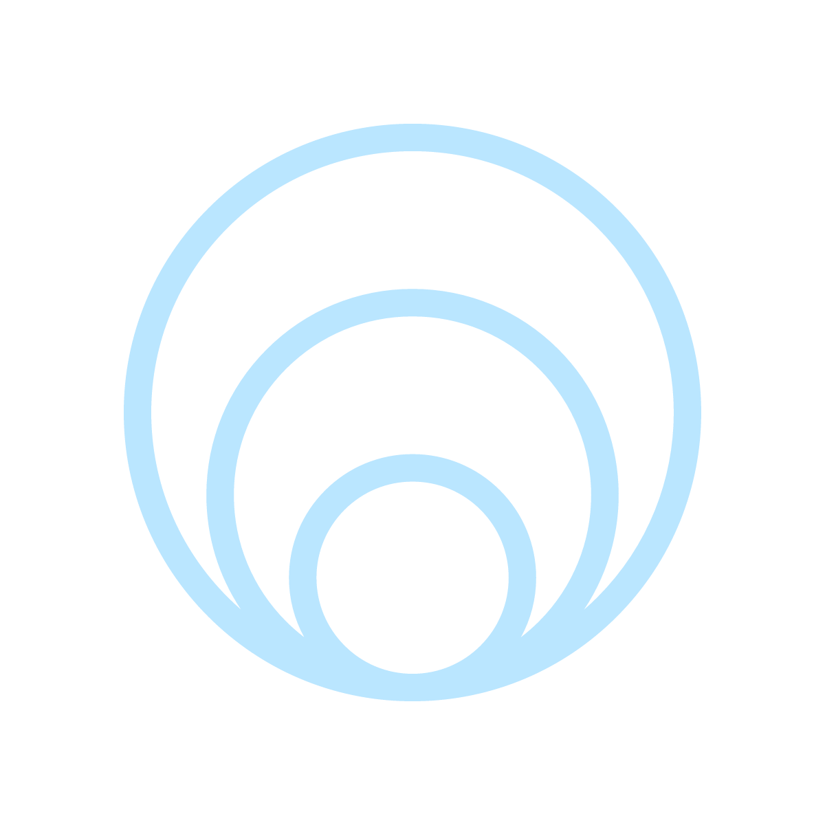 Four concentric circles with a glowing effect, arranged from smallest in the center to largest on the outside, against a black background.