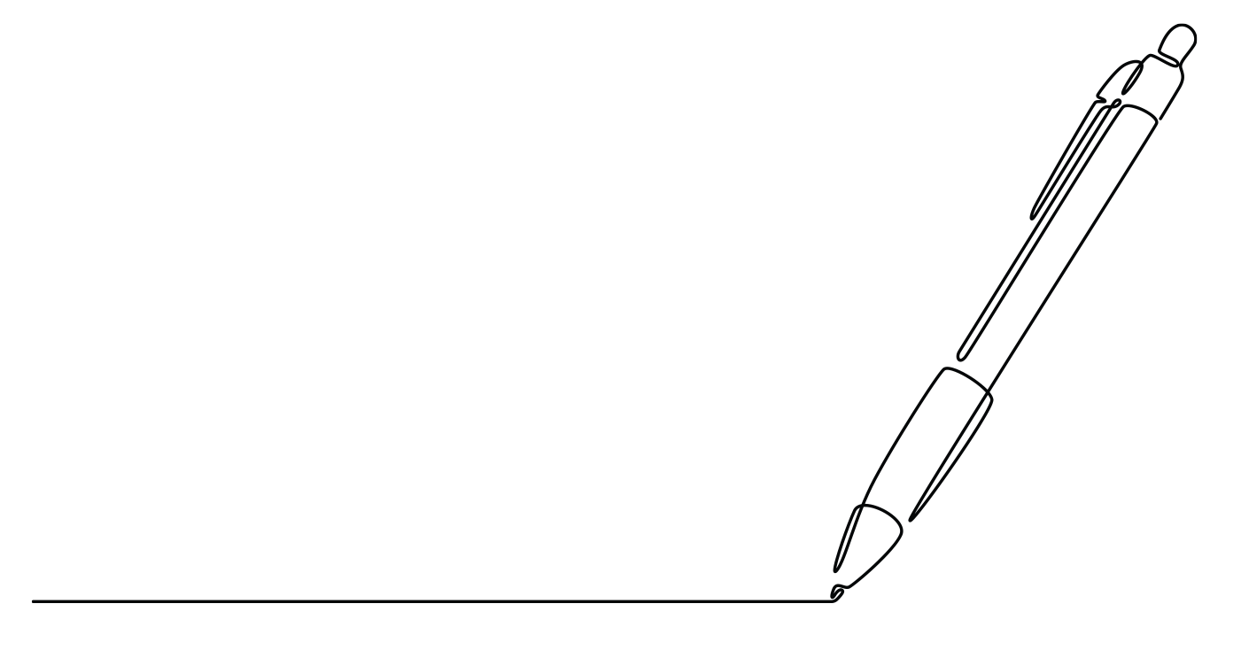 Line drawing of a pen drawing a horizontal line.