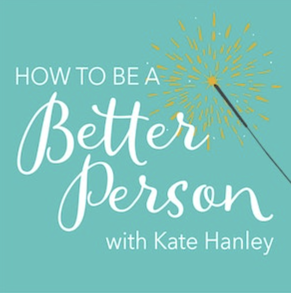 Book cover titled 'How to Be a Better Person' by Kate Hanley, featuring an aqua background with a sparkler illustration.