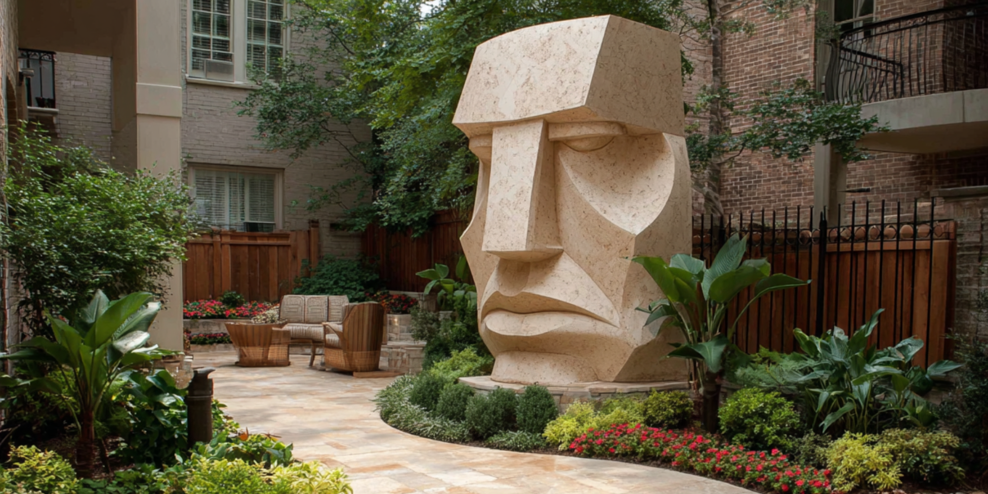 Large stone carved head