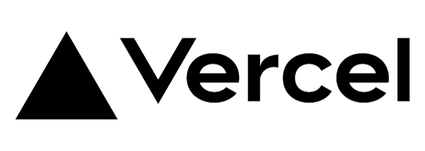 The logo of Vercel featuring a simple black outline triangle followed by the word "Vercel" in black text.