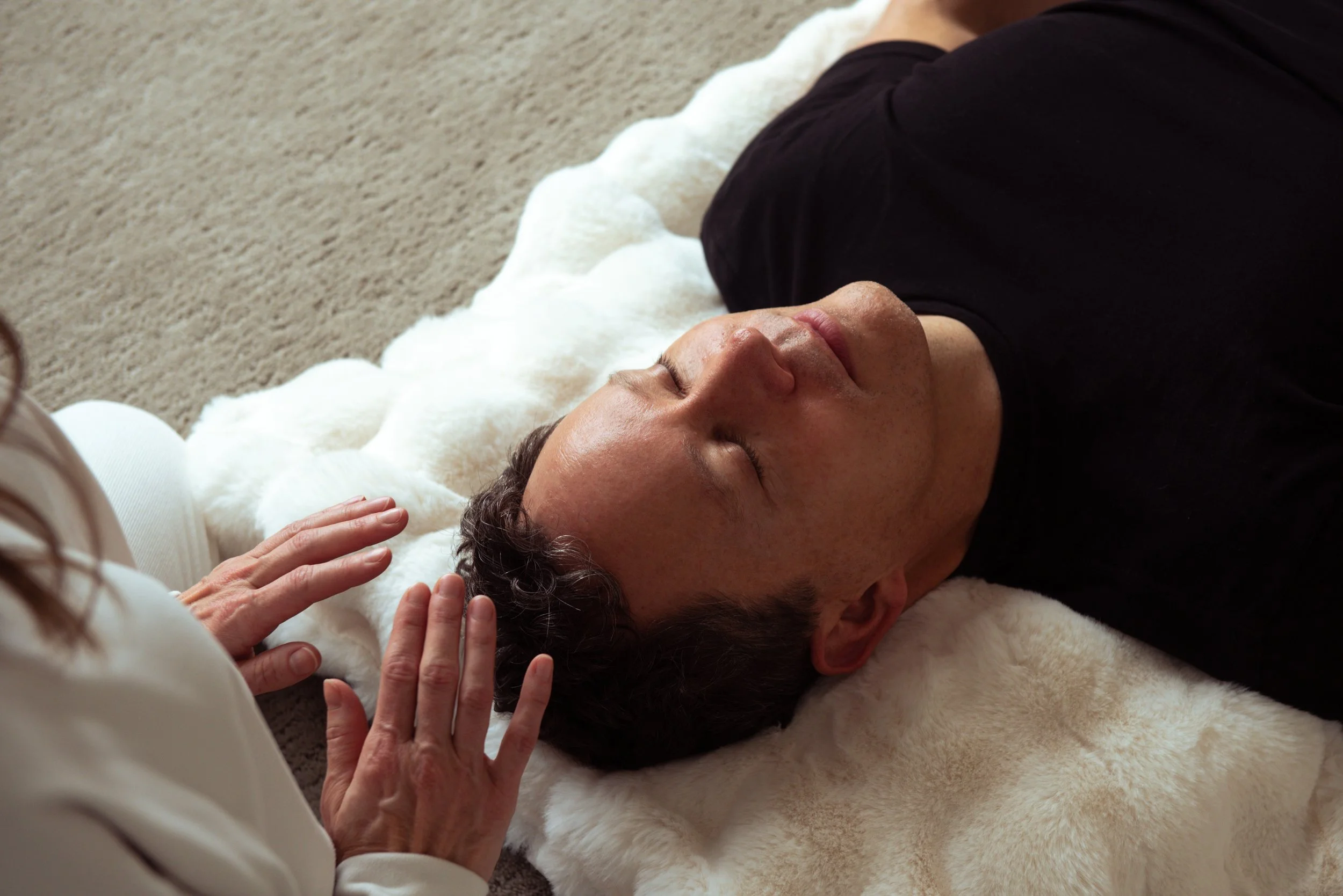 Private session illustrating the calm, restorative environment of Inner Alignment Studio.