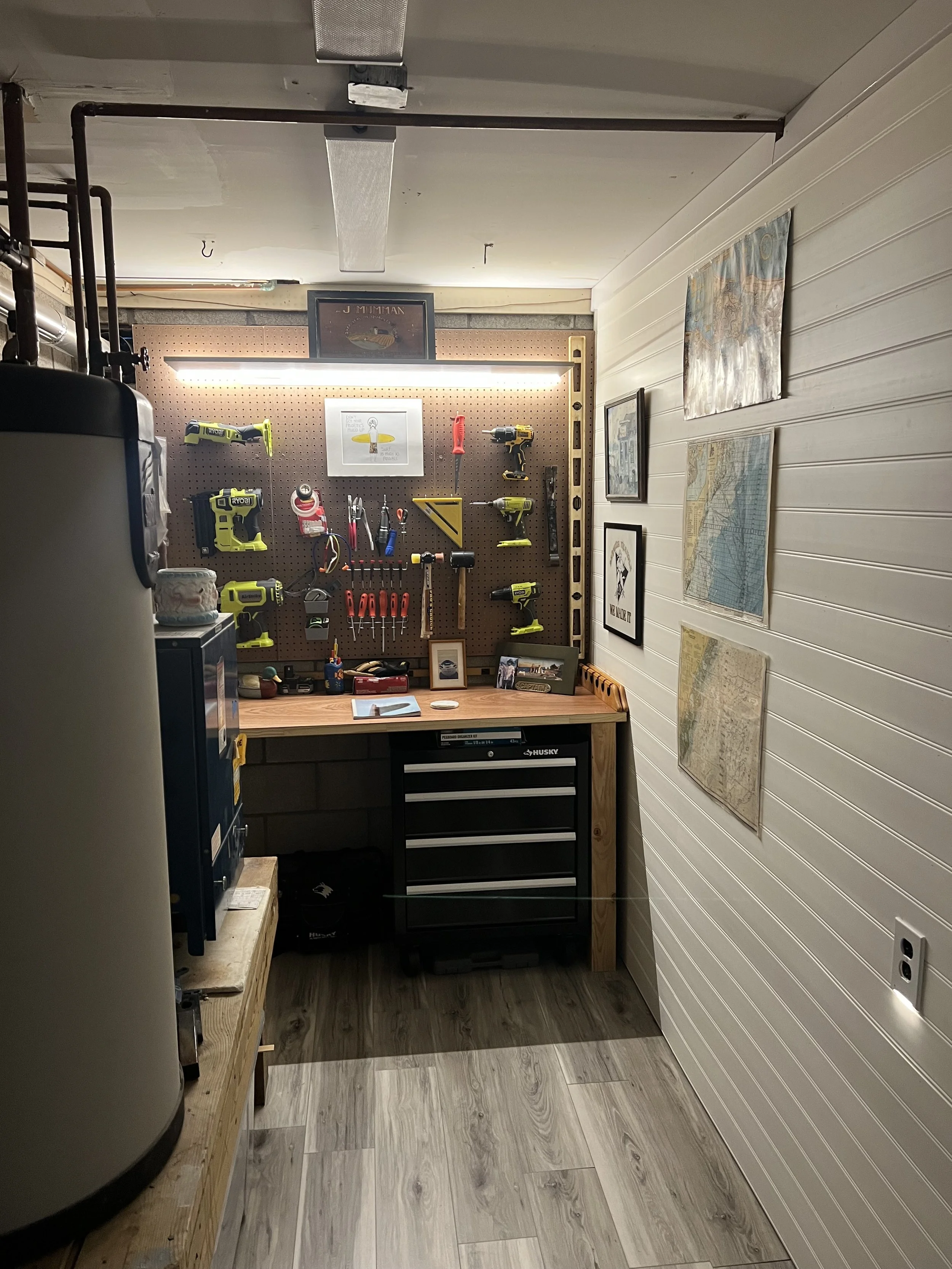 Full tool/workroom renovation with floors and walls 