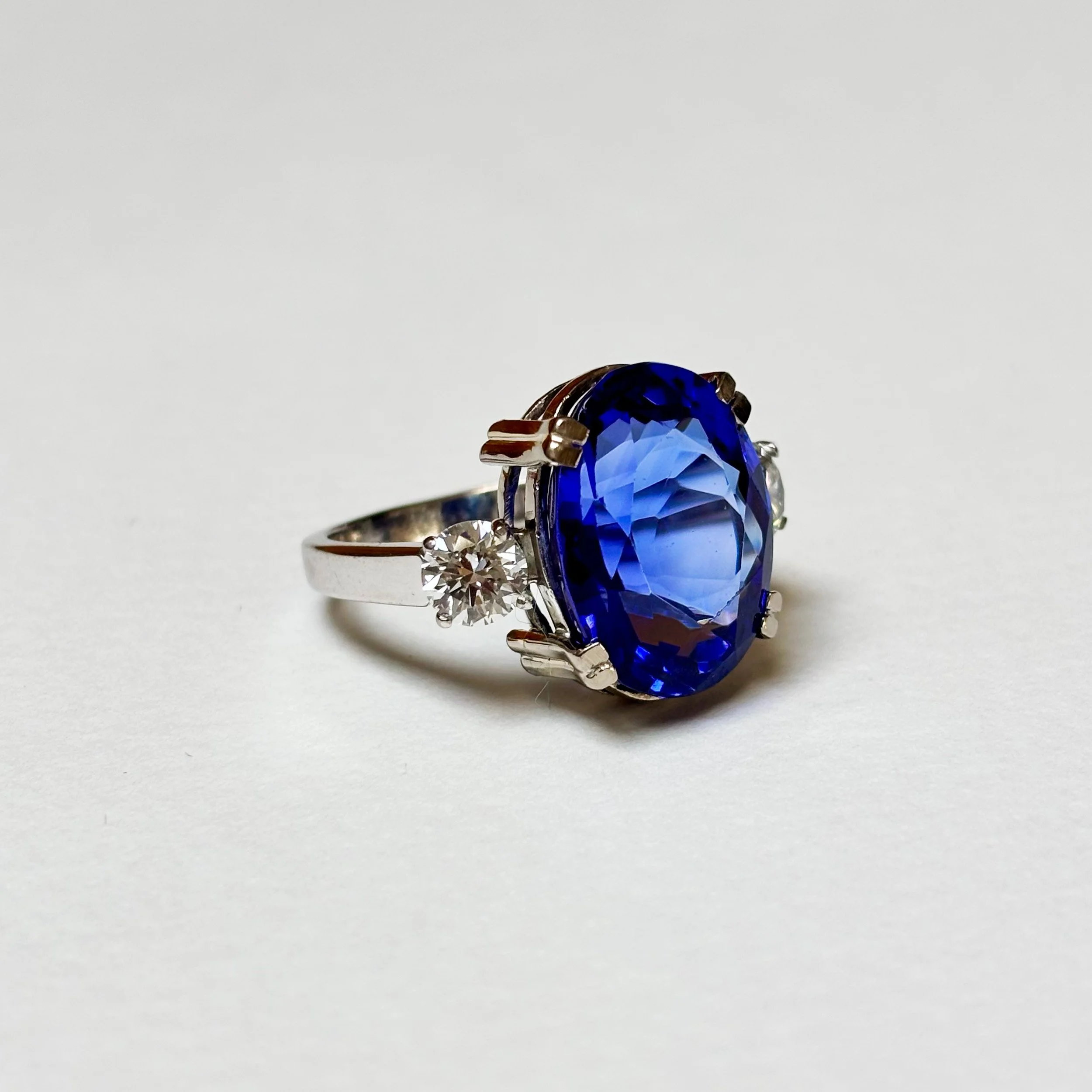 3 Stone Tanzanite & Diamond Ring