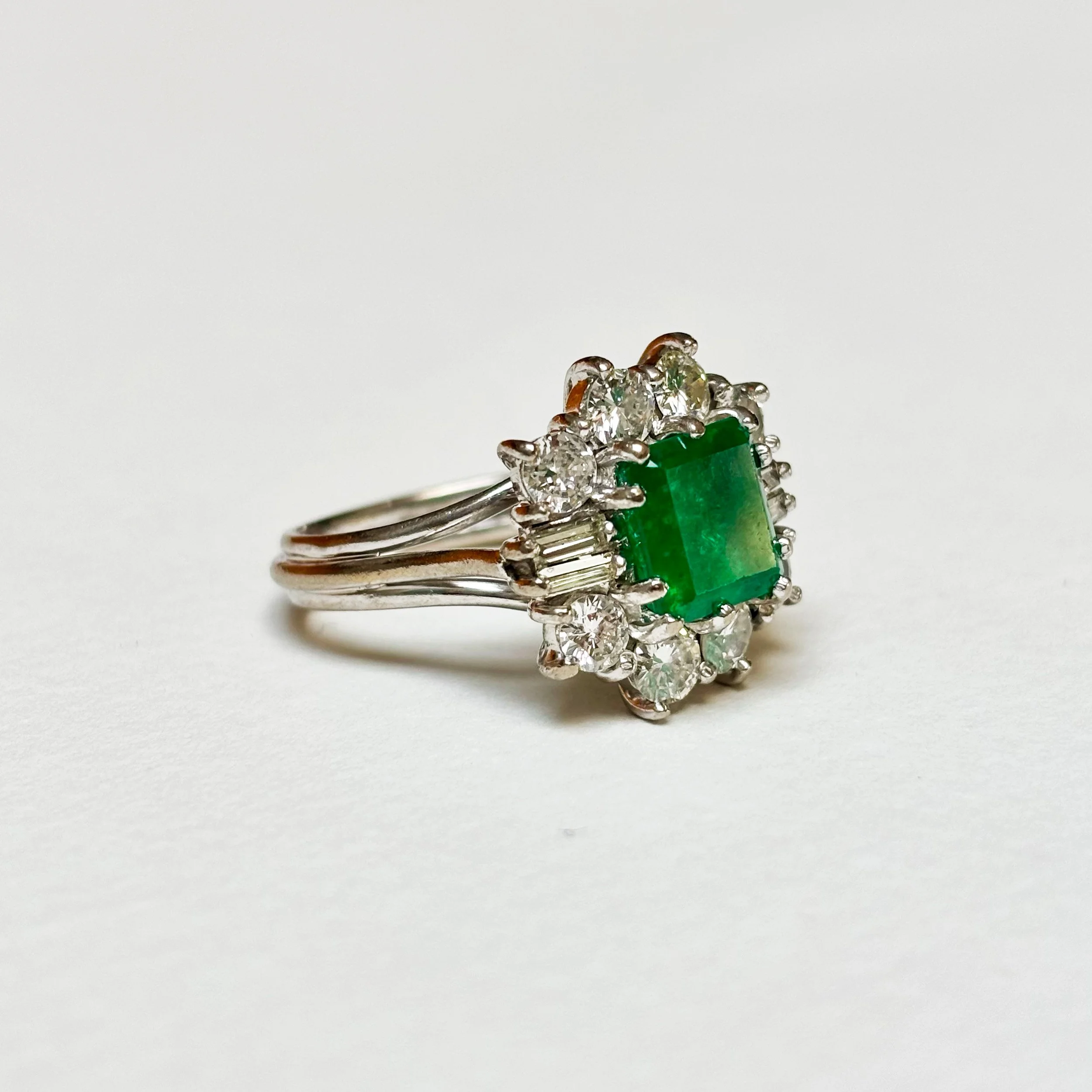 Vintage Emerald & Diamond Cluster
