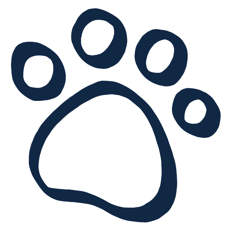 Blue illustration of a pawprint