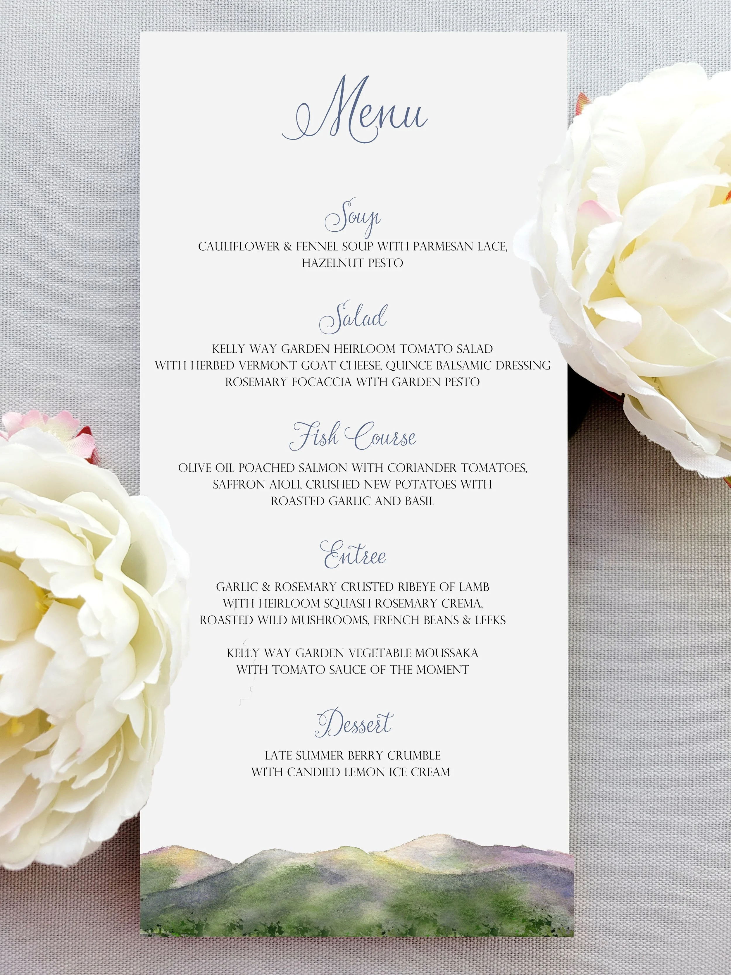Mountain Top Inn & Resort Wedding Invitation set in watercolors by Tying the Knots Studio 9