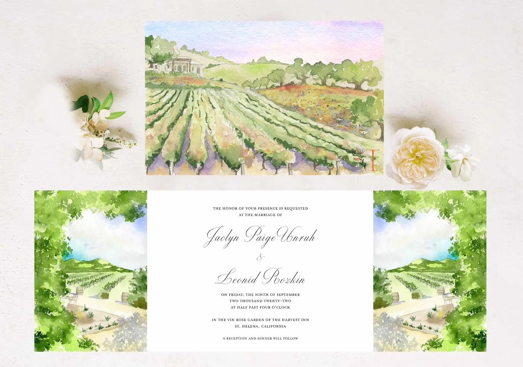 California FOLDED Invitation 2 + $8