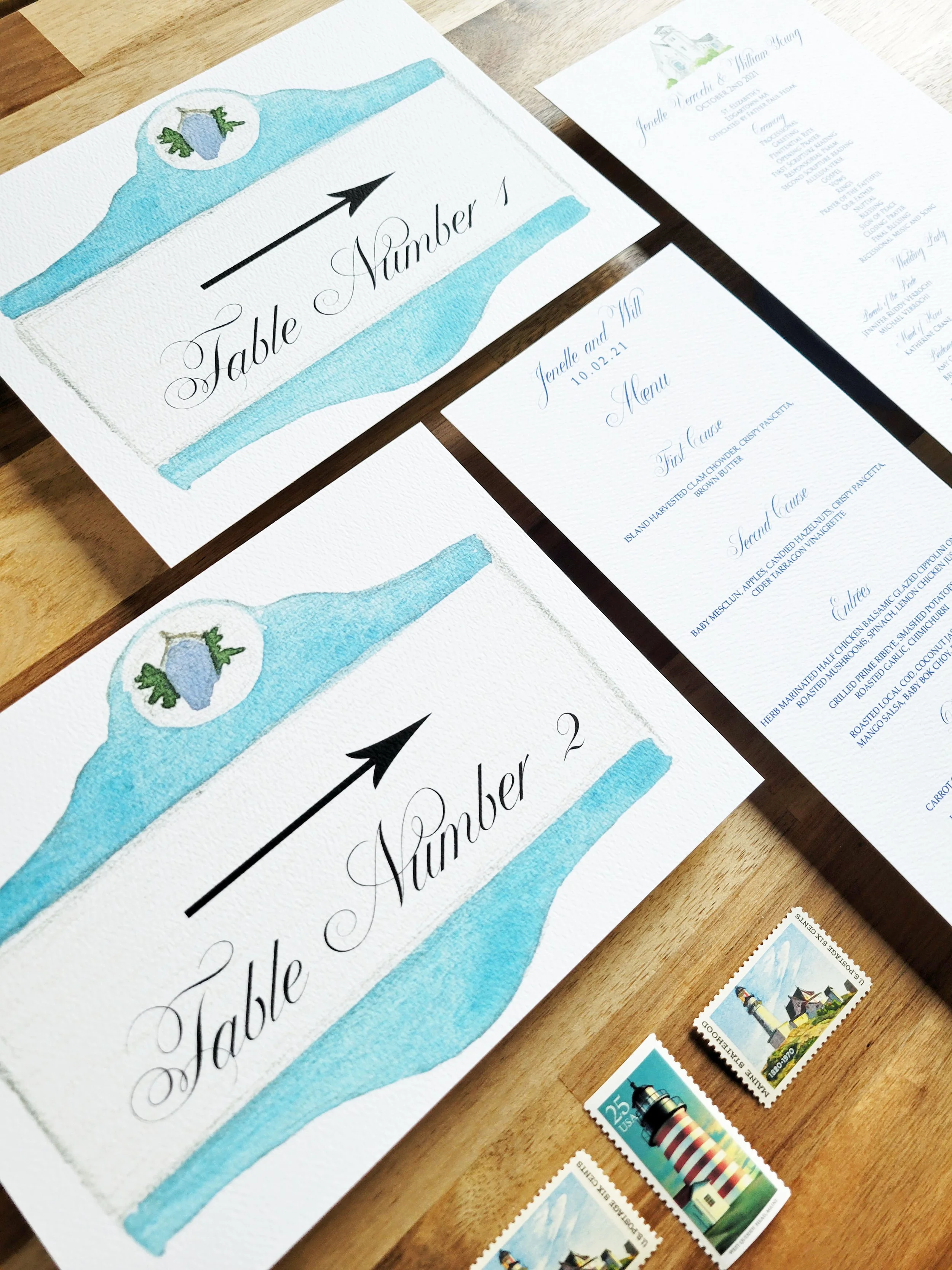 Martha's Vineyard St. Elizabeth's Church wedding invitation set by Tying the Knots 2