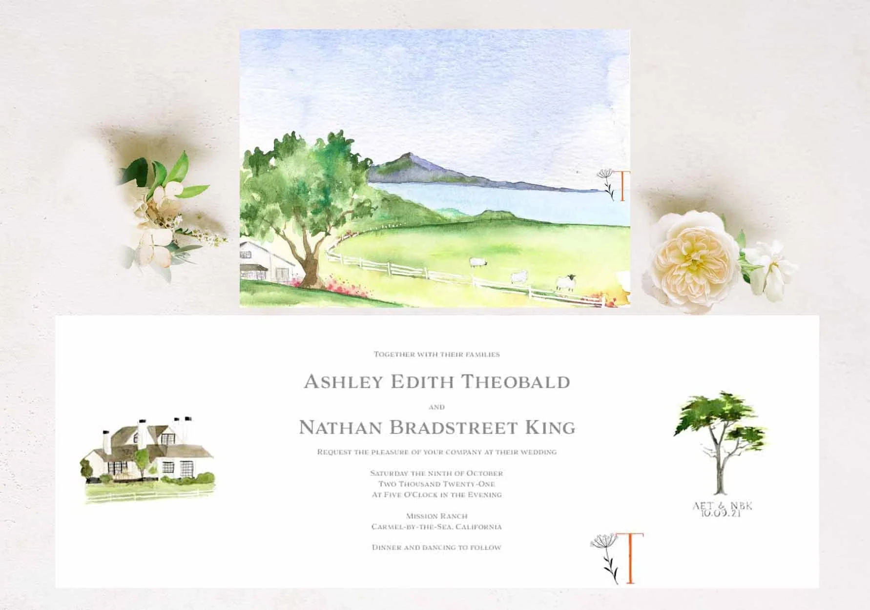 California FOLDED Invitation 4 + $8