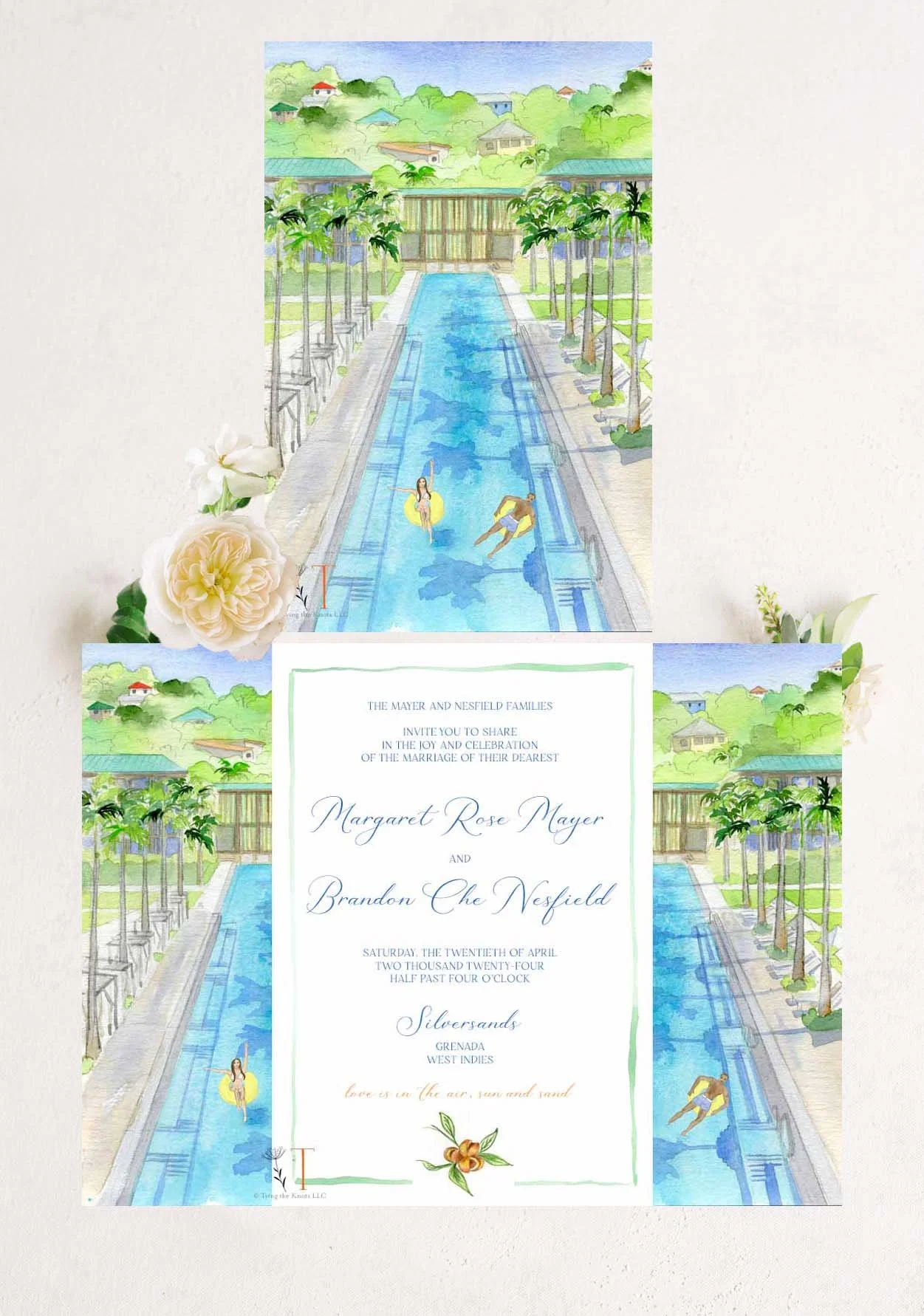 West Indies FOLDED Invitation 3 + $8