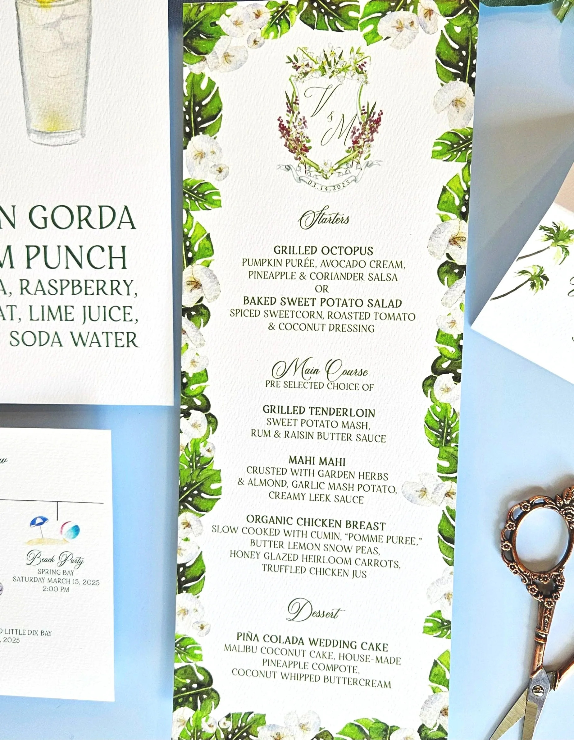 Virgin Gorda Rosewood Little Dix Bay British Virgin Island wedding invitation set featuring customizable vibrant watercolors and island theme by Tying the Knots Wedding Studio 8