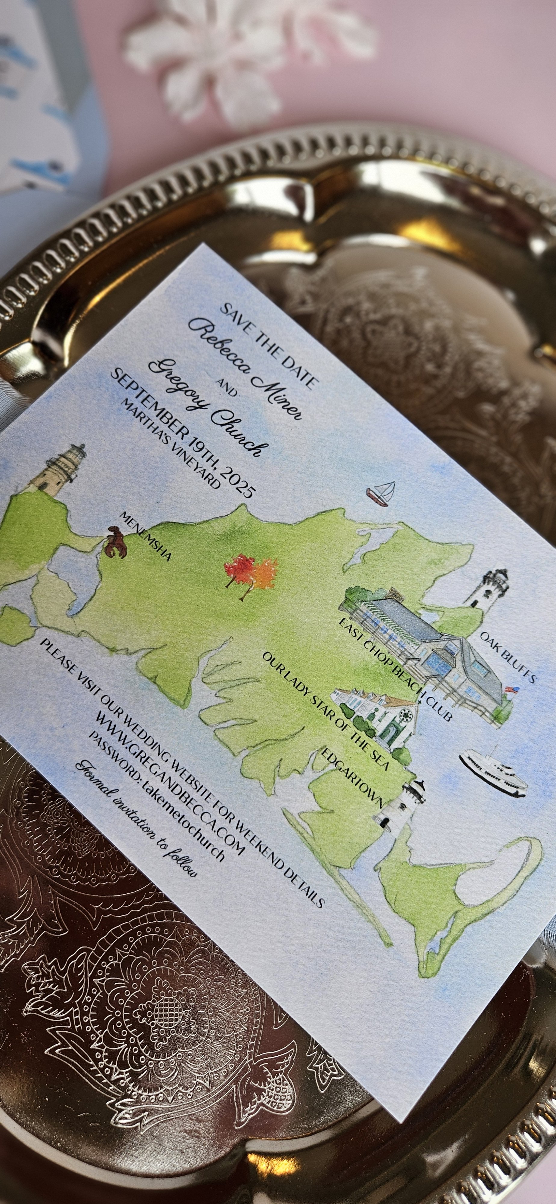 East Chop Beach Club wedding invitations by Tying the Knots Studio 4