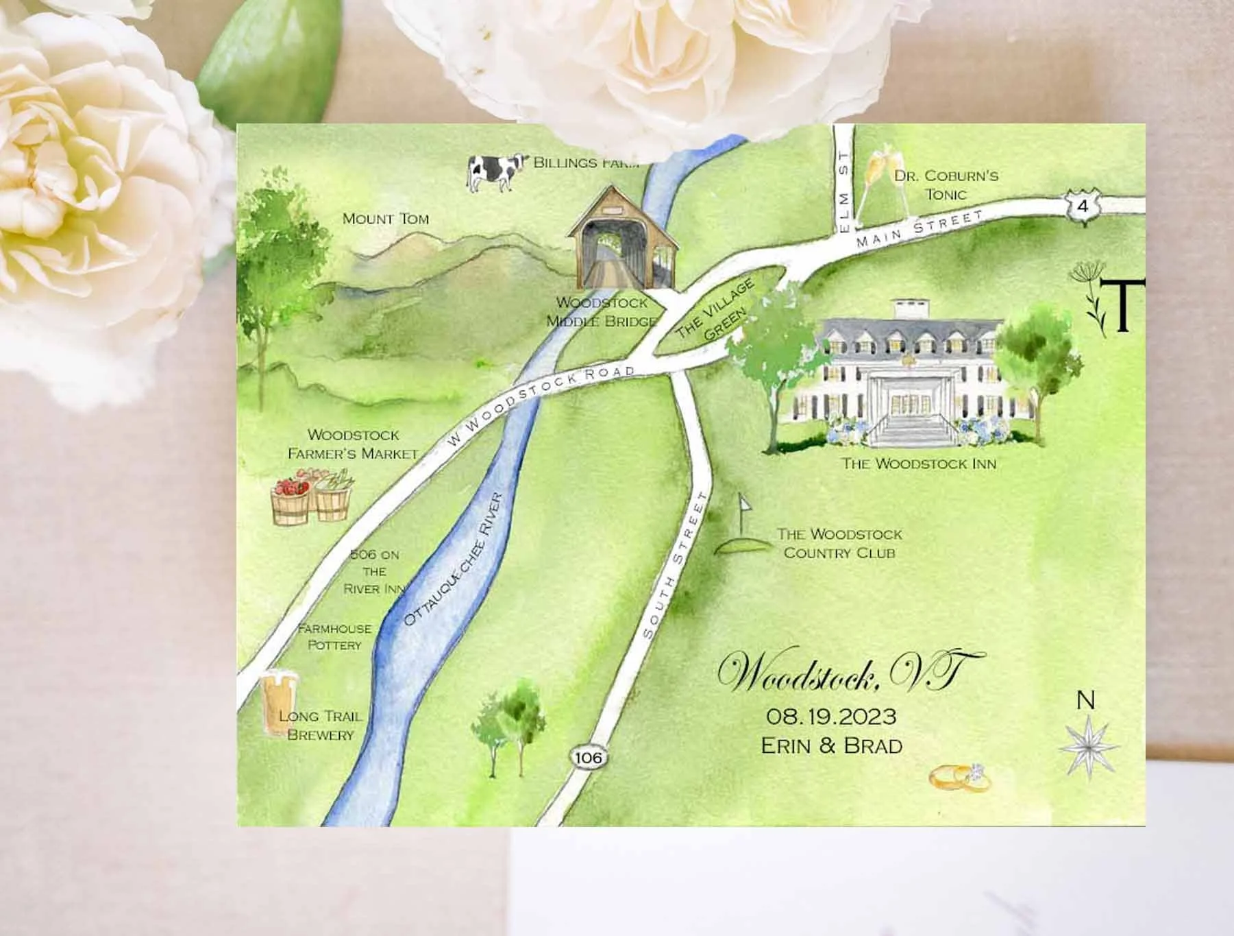Mountain Top Inn & Resort Wedding Invitation set in watercolors by Tying the Knots Studio 6