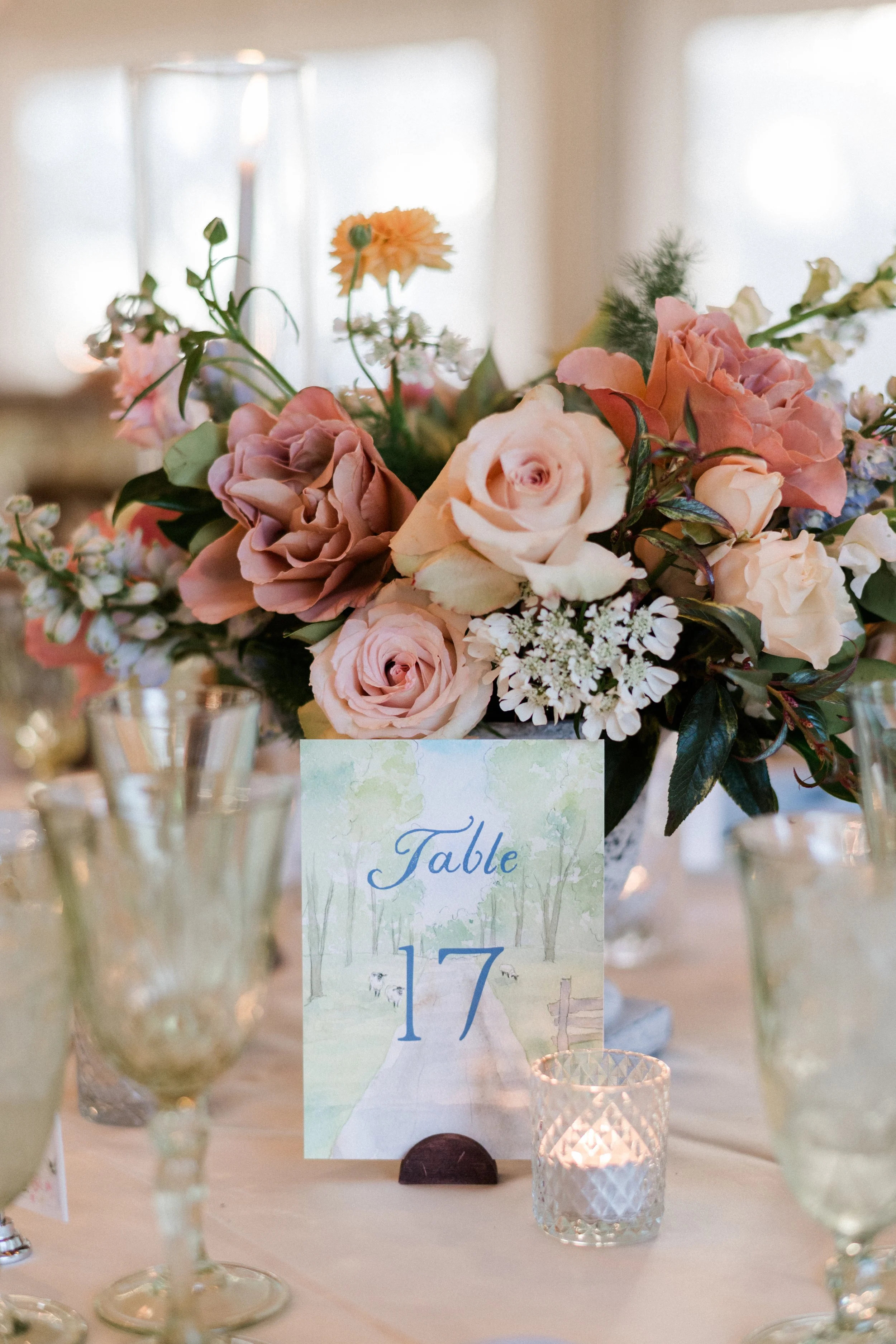 Seven Springs Customizable Wedding Invitations, RSVP cards, Welcome Dinner cards, Details cards, envelope liners featuring sheep and landscapes by Tying the Knots Wedding Studio 16