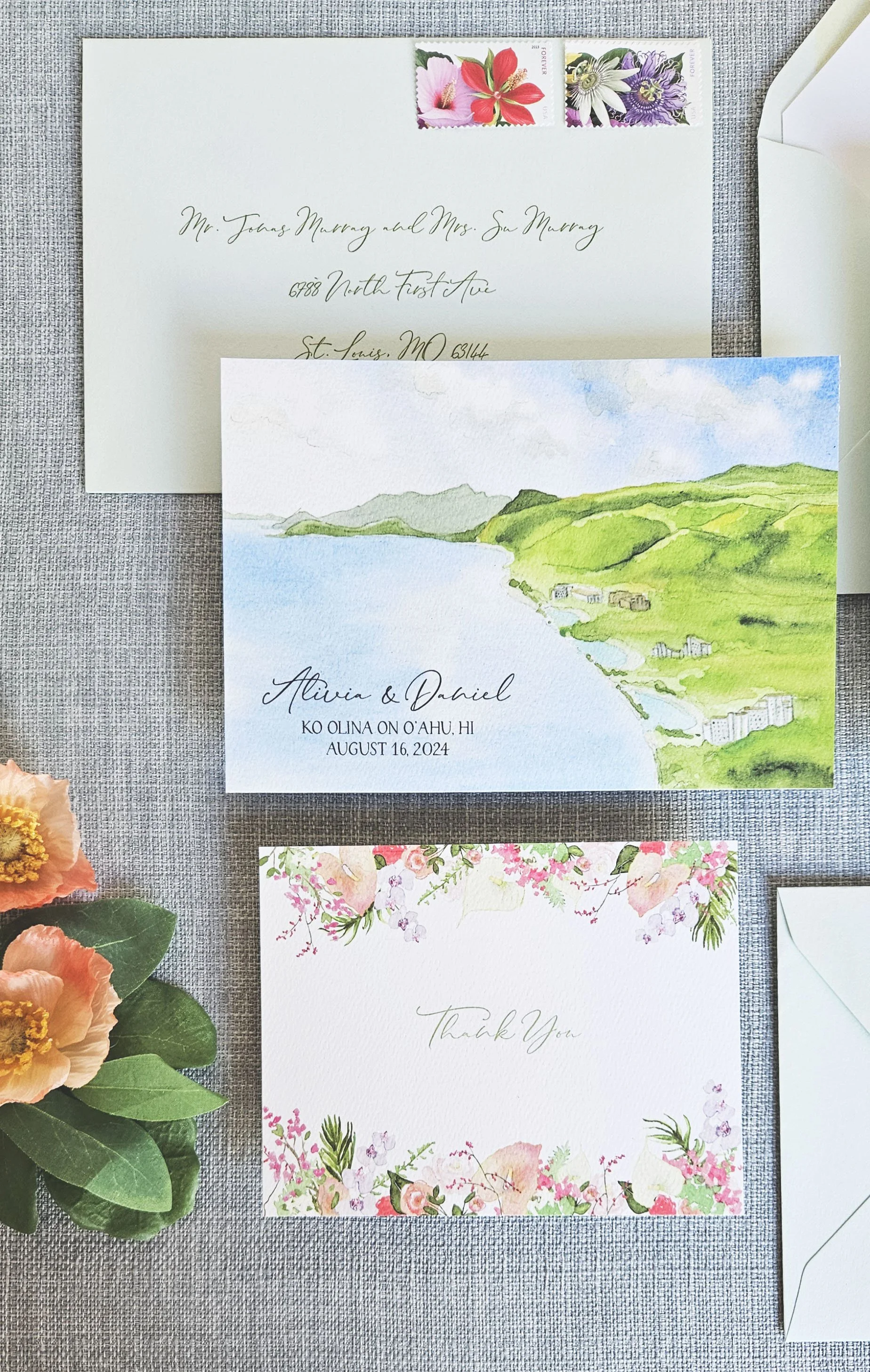 Customized Oahu Ko Olina wedding invitations by Tying the Knots 8