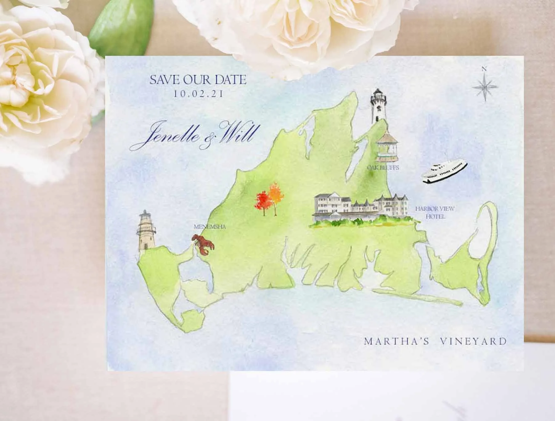 Martha's vineyard save the date by Tying the Knots Wedding Studio