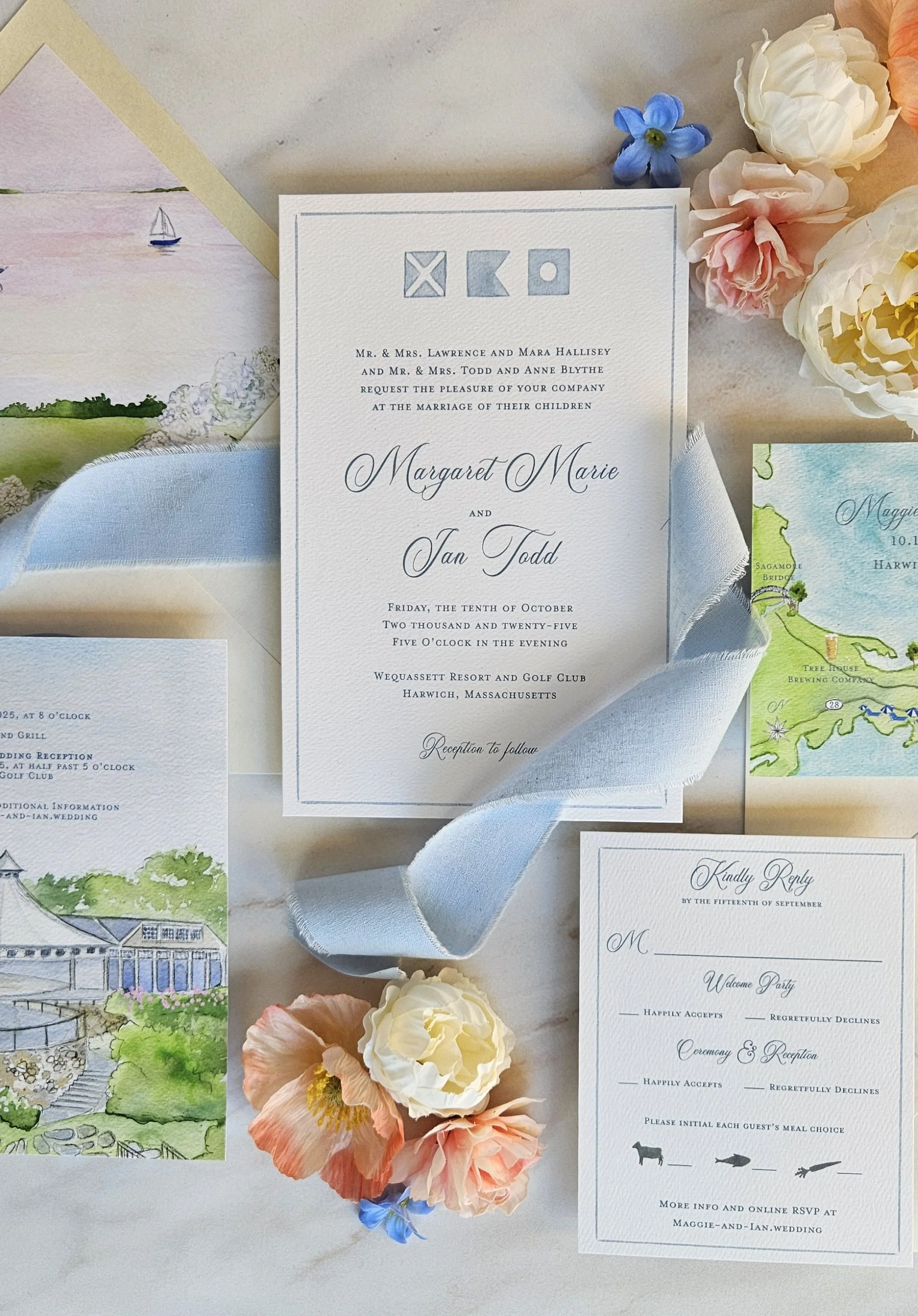 Nautical flag customizable wedding invitations by Tying the Knots 2