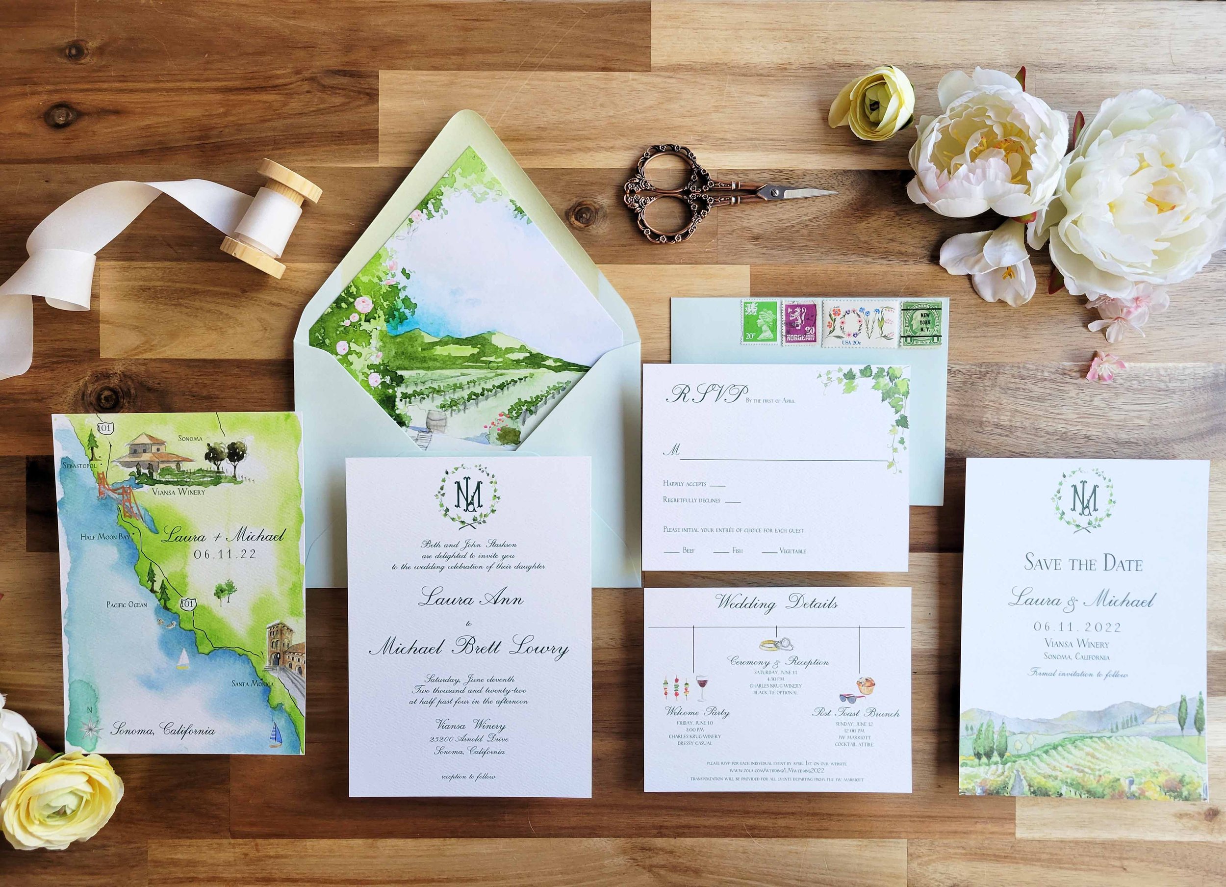 Sonoma Vineyard Wedding Invitations