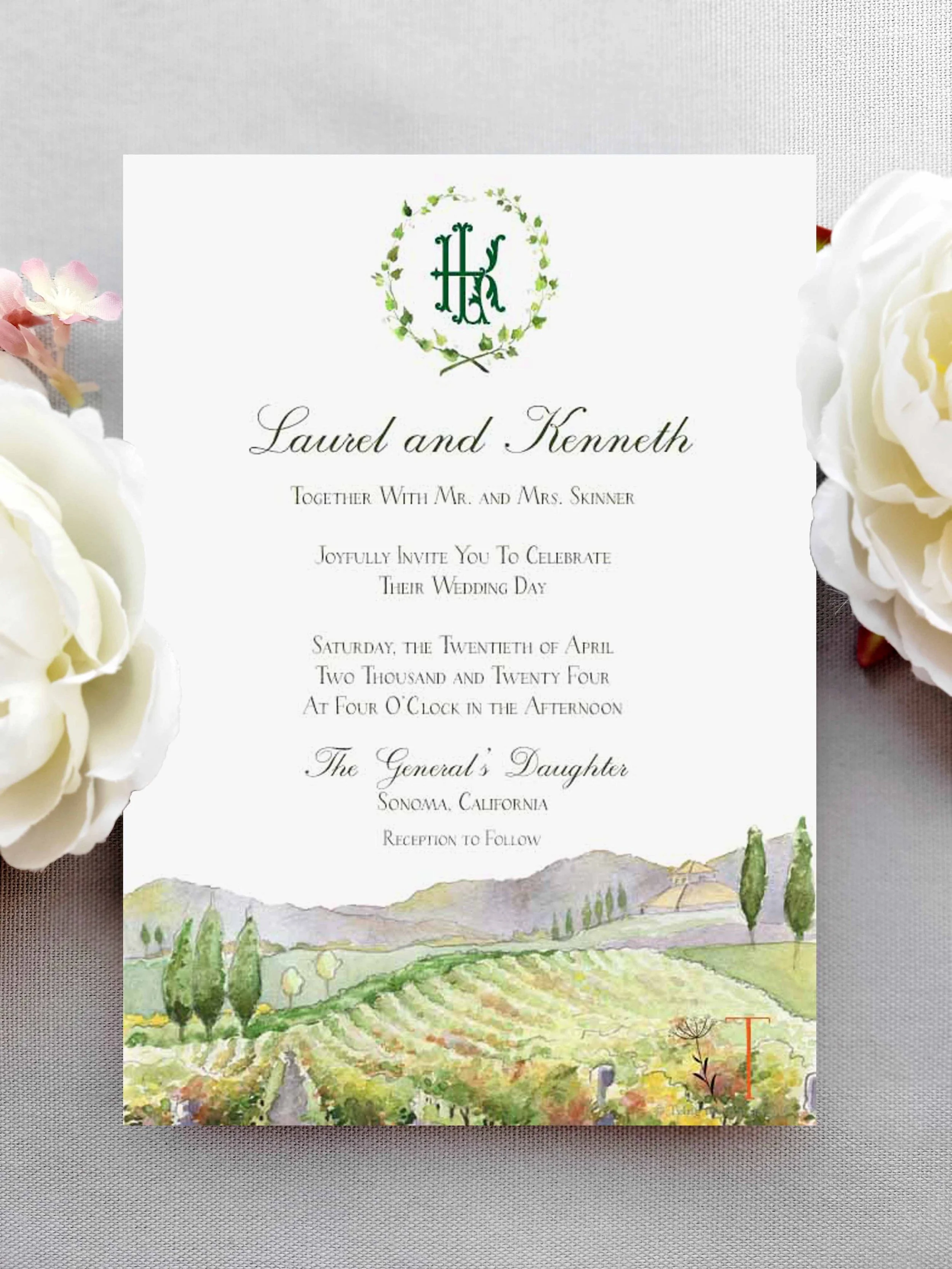 Napa vineyard hills white sky with monogram invitation photo.jpg