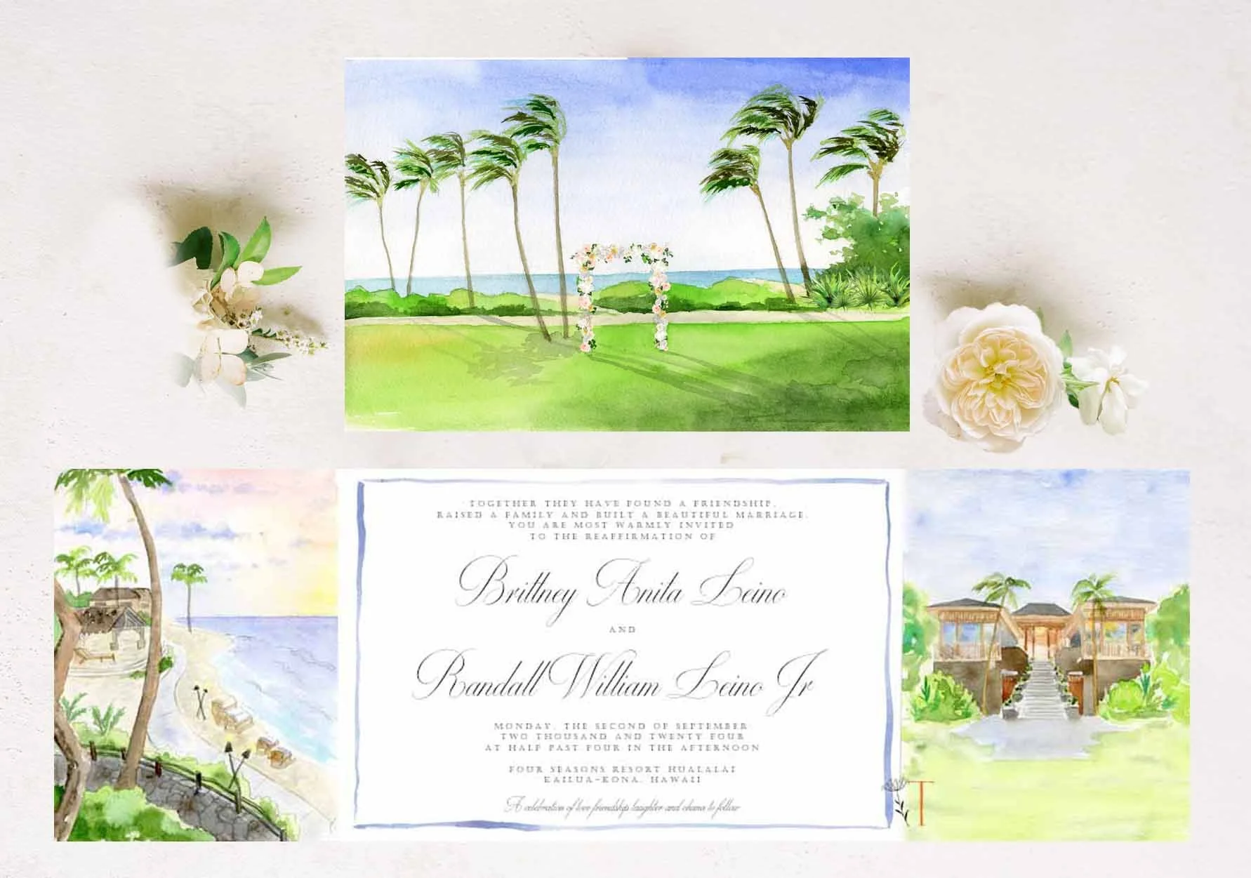 Hawaii FOLDED Invitation 2 + $8