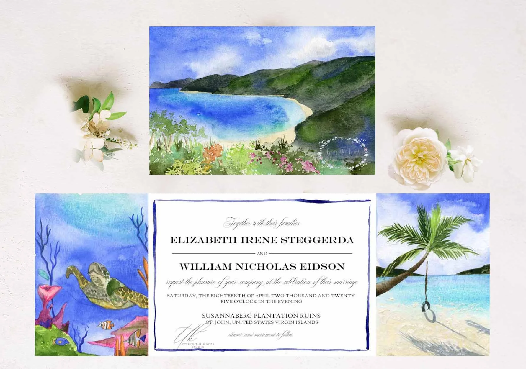 West Indies FOLDED Invitation 5 + $8