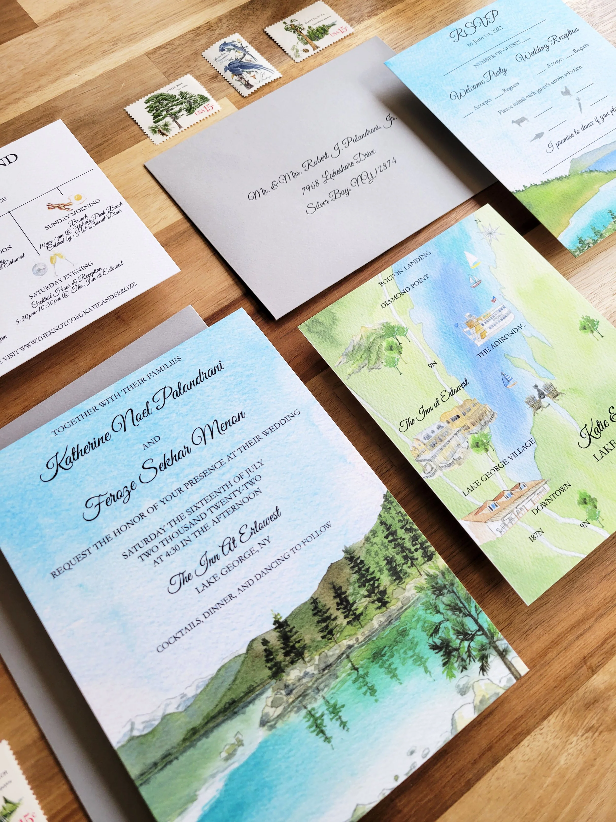 The Inn at Erlowest Lake George Wedding Invitations by Tying the Knots Wedding Studio 1