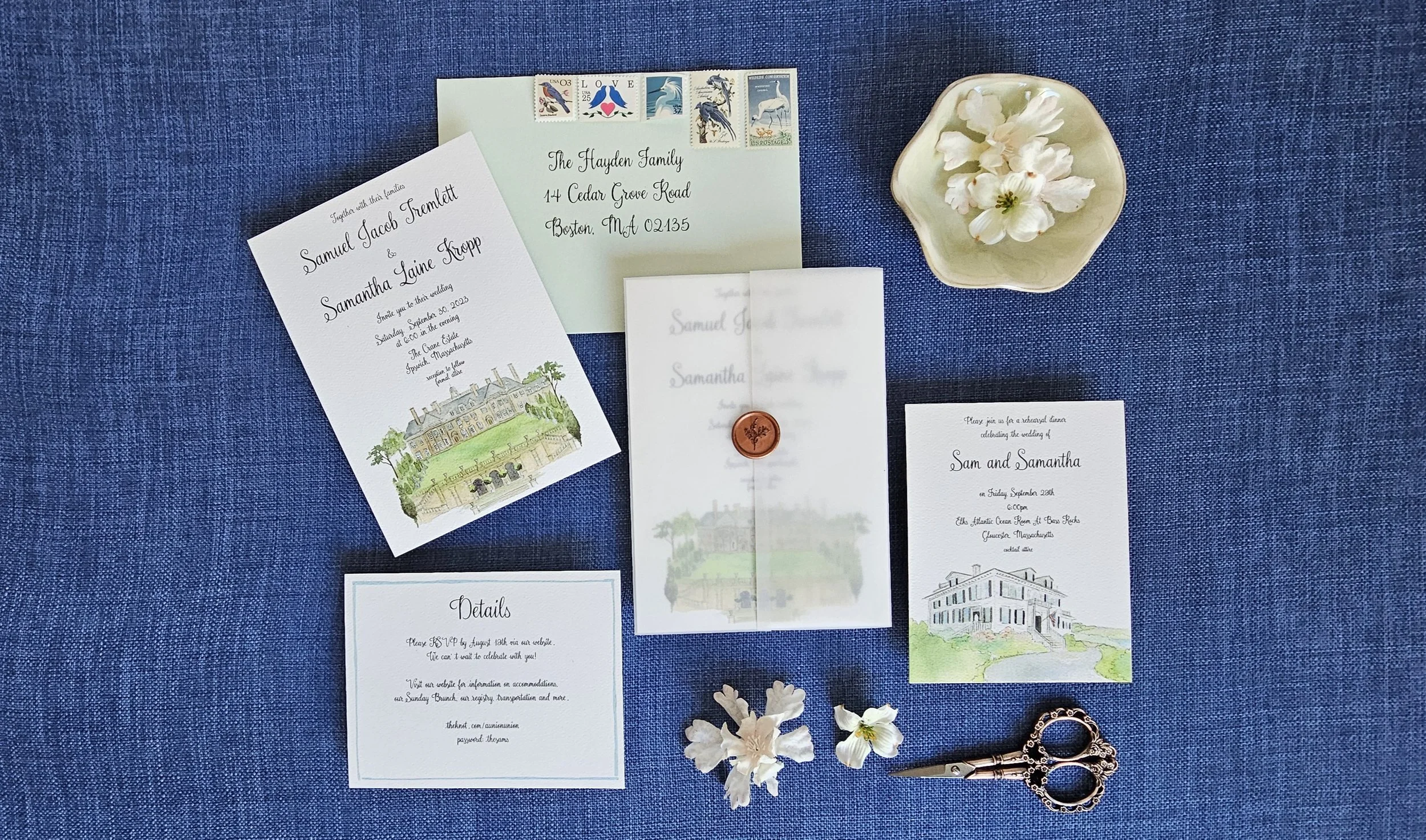 The Crane Estate wedding invitations by Tying the Knots Wedding Studio 1