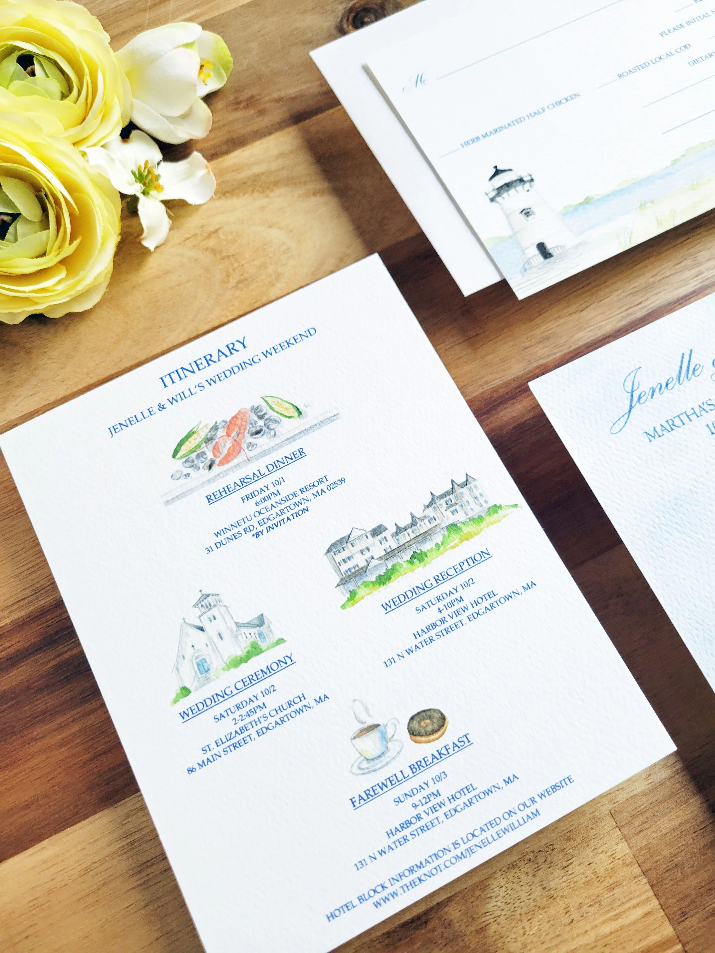 Martha's Vineyard St. Elizabeth's Church wedding invitation set by Tying the Knots 5