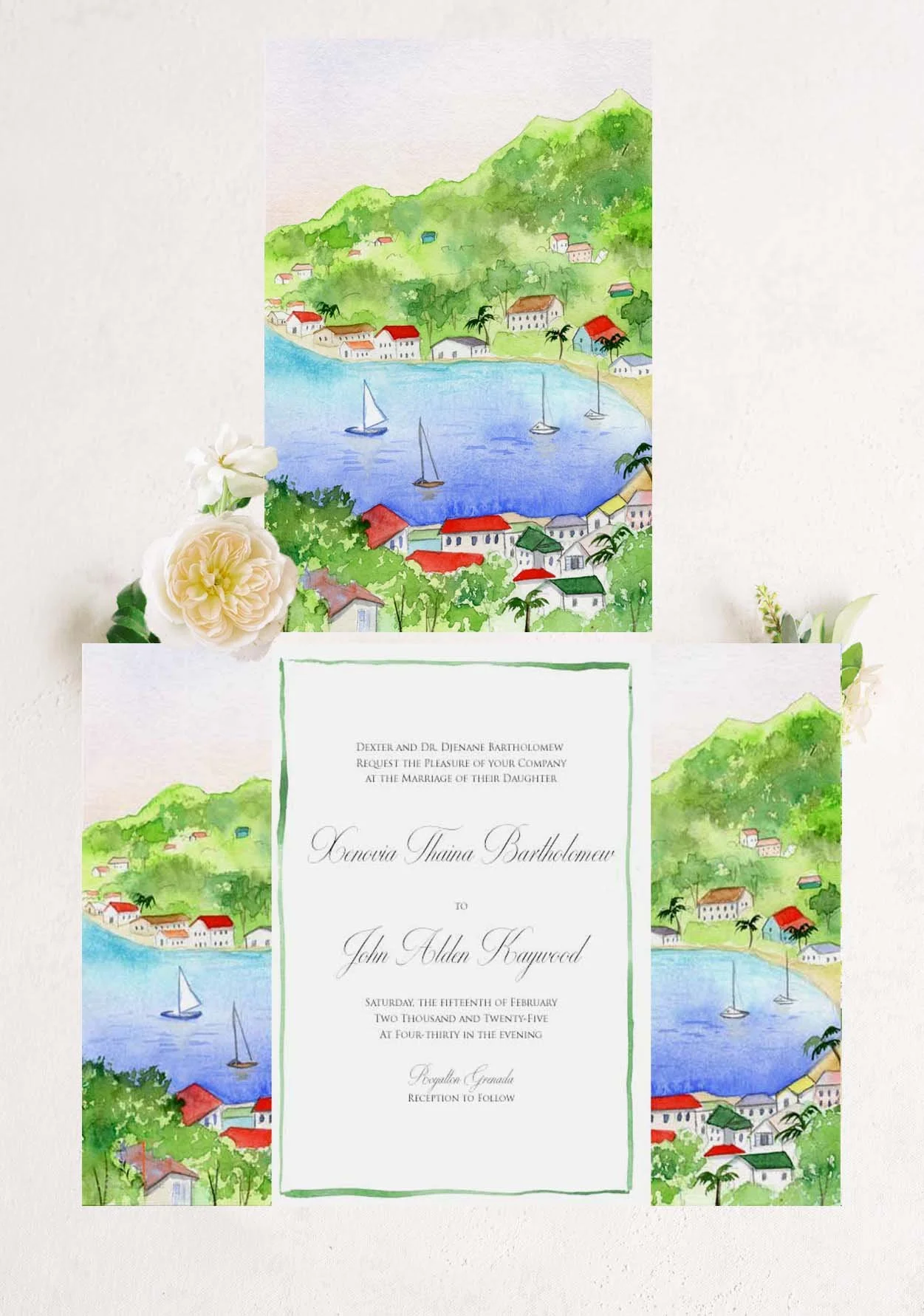 West Indies FOLDED Invitation 1 + $8